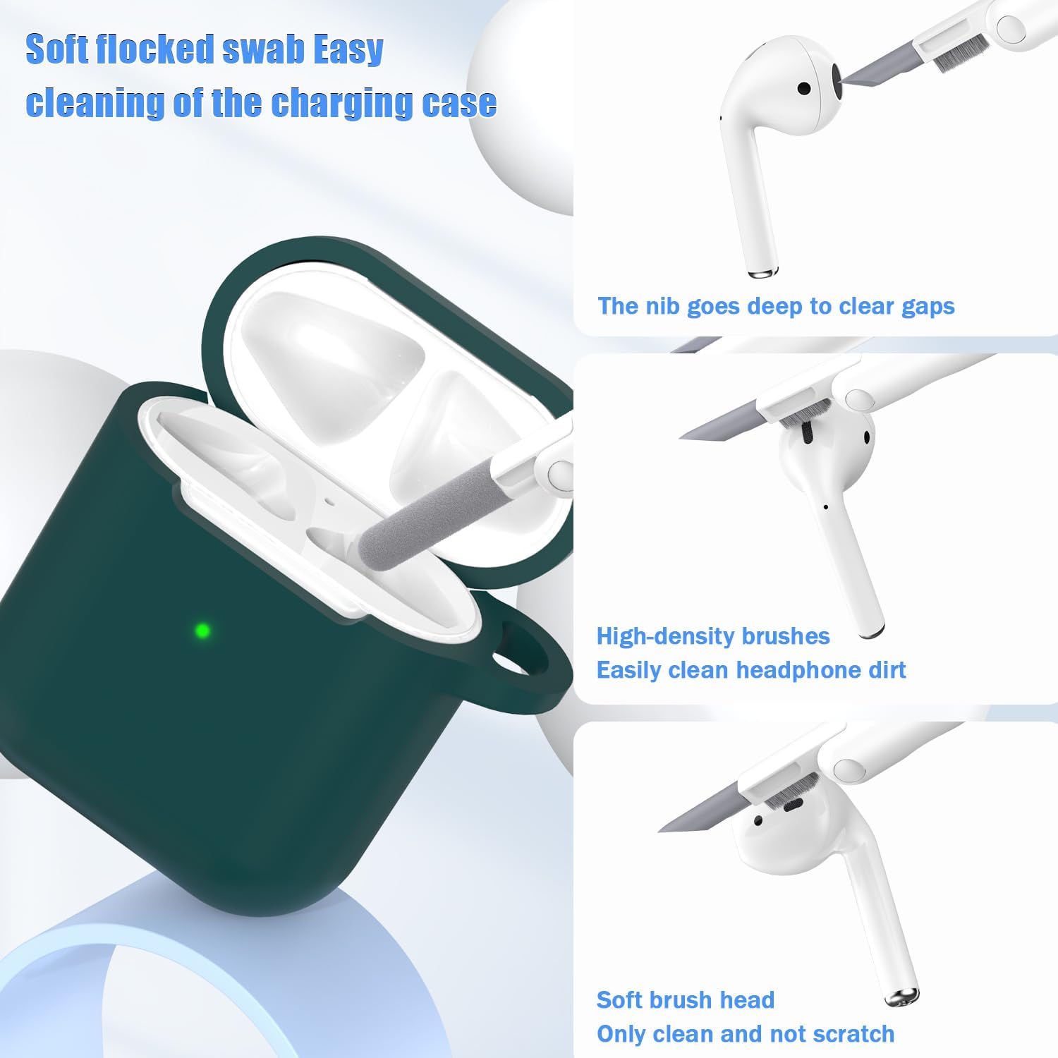 for AirPods Case Cover, Military Grade Anti-Fall Soft Silicone Shock-Absorbing Protective for AirPods 2&1