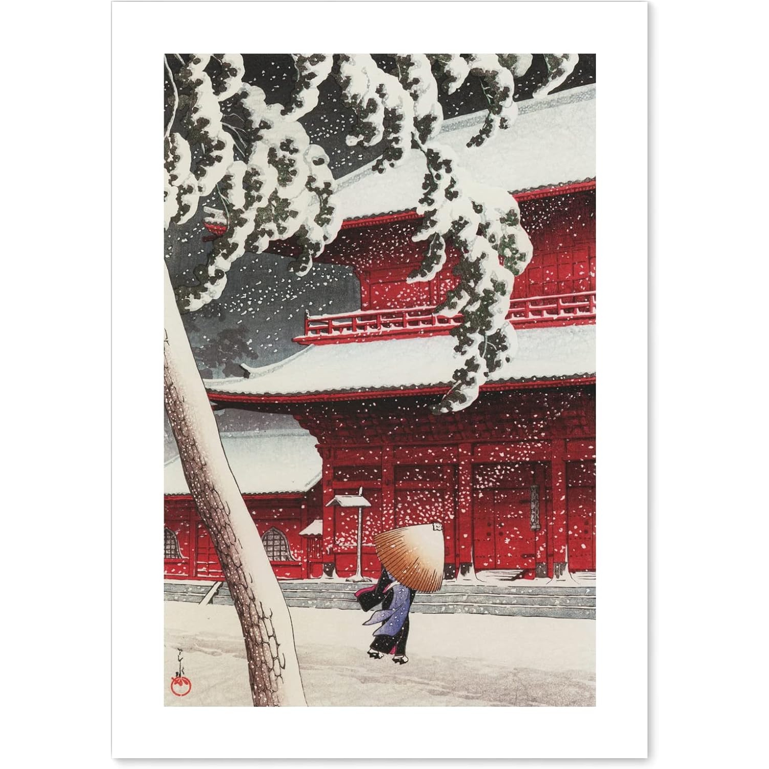 [Made in Japan] Affiche japonaise ing Hasui Kawase «&nbsp;Temple Zojo in Snow Shiba&nbsp;» 16,53&nbsp;poch×11,69&nbsp;poch(A3)＜papier d'art