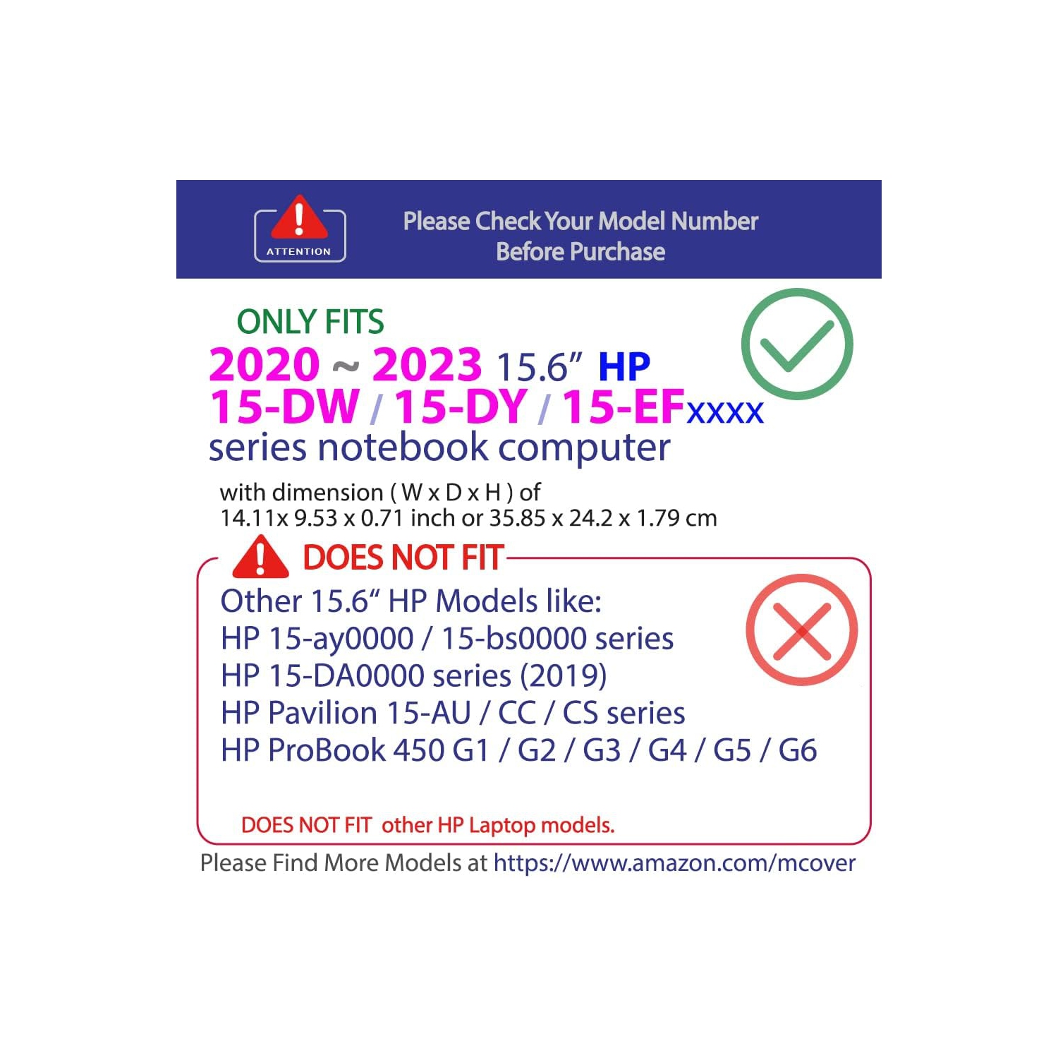 Case Compatible for 15.6-inch HP 15-DYxxxx / 15-EFxxxx /15-DWxxxx/HP 250 G8/G9 Series Notebook PC ONLY ( NOT