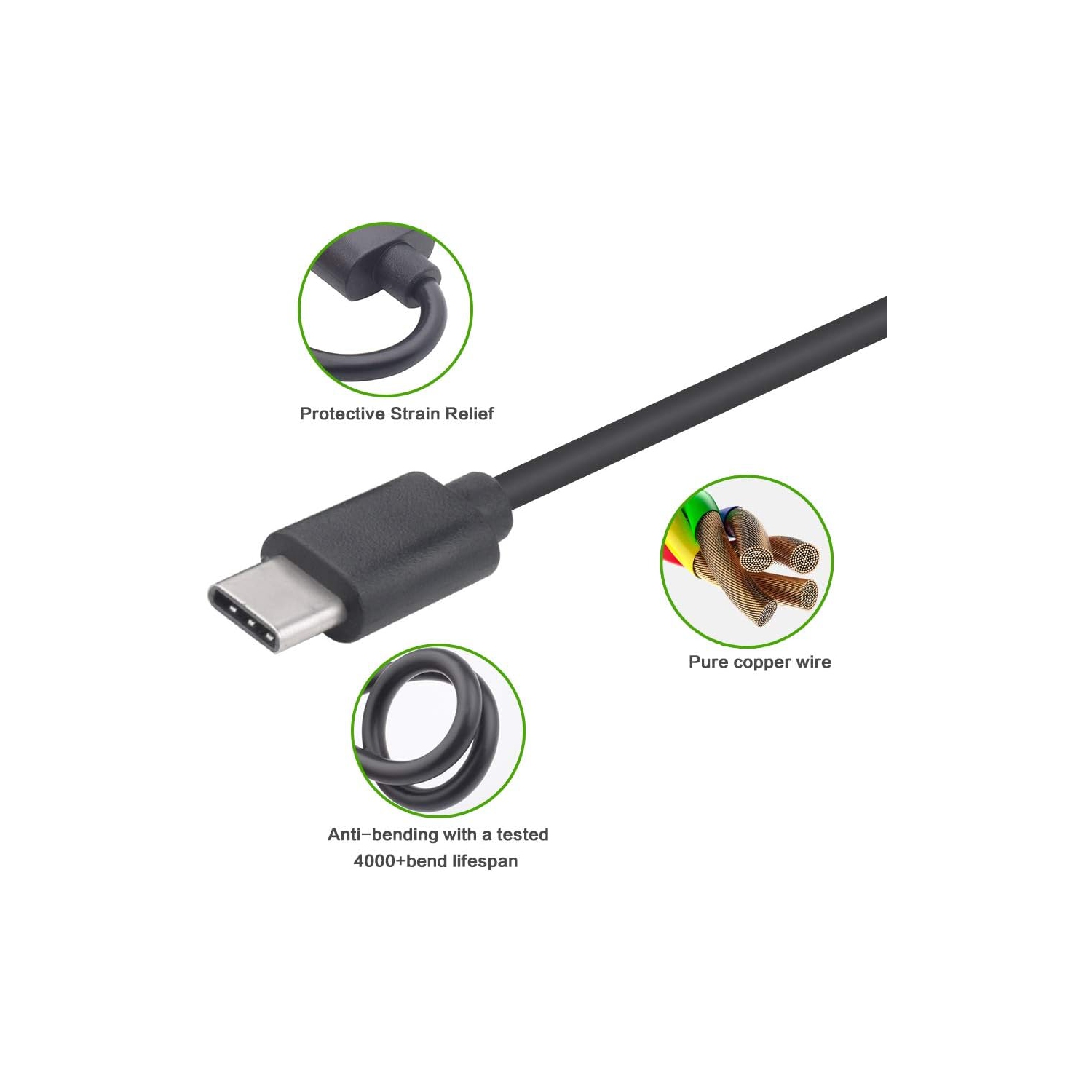 Câble de chargement USB de type C de remplacement; Cordon d'alimentation compatible avec le XEA20 SBH24 WH-1000XM3 de Sony