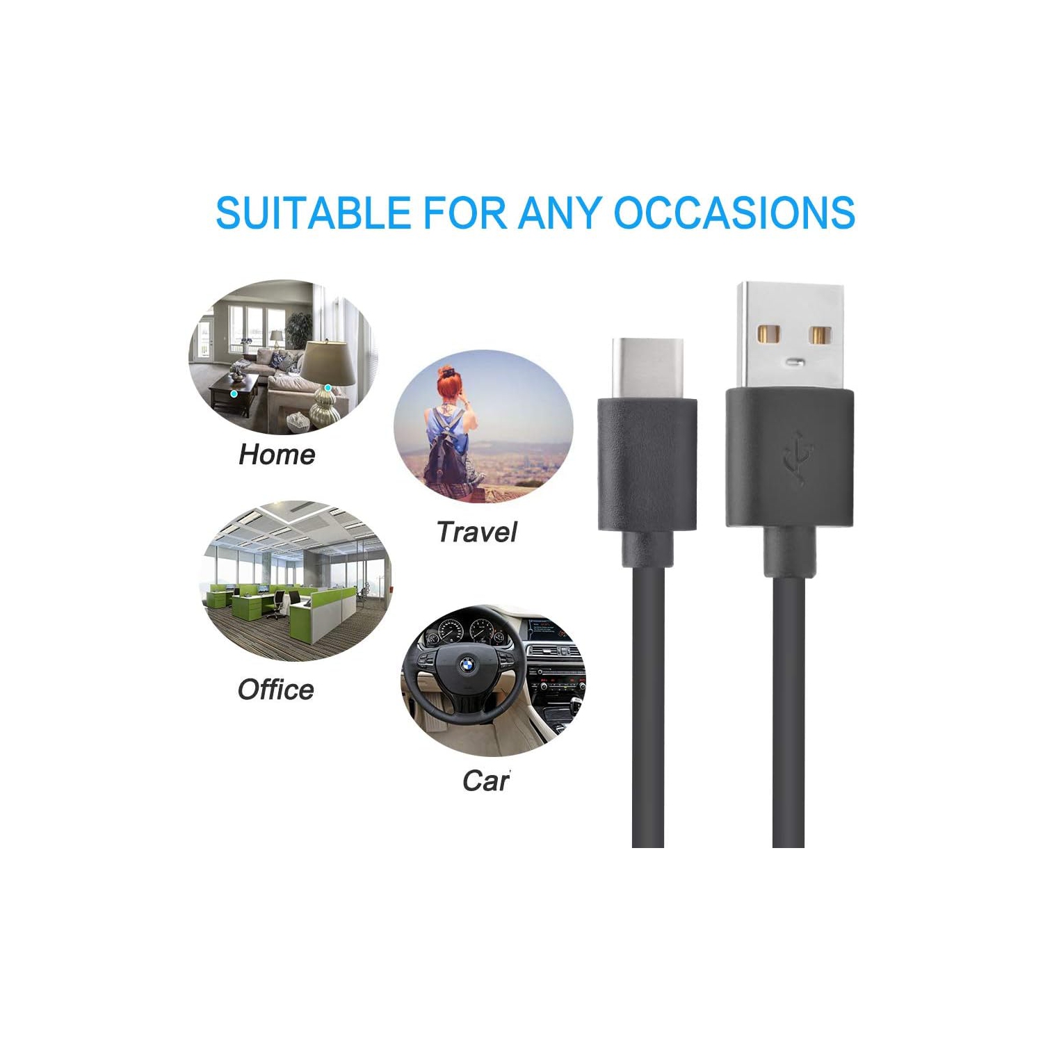 Câble de chargement USB de type C de remplacement; Cordon d'alimentation compatible avec le XEA20 SBH24 WH-1000XM3 de Sony