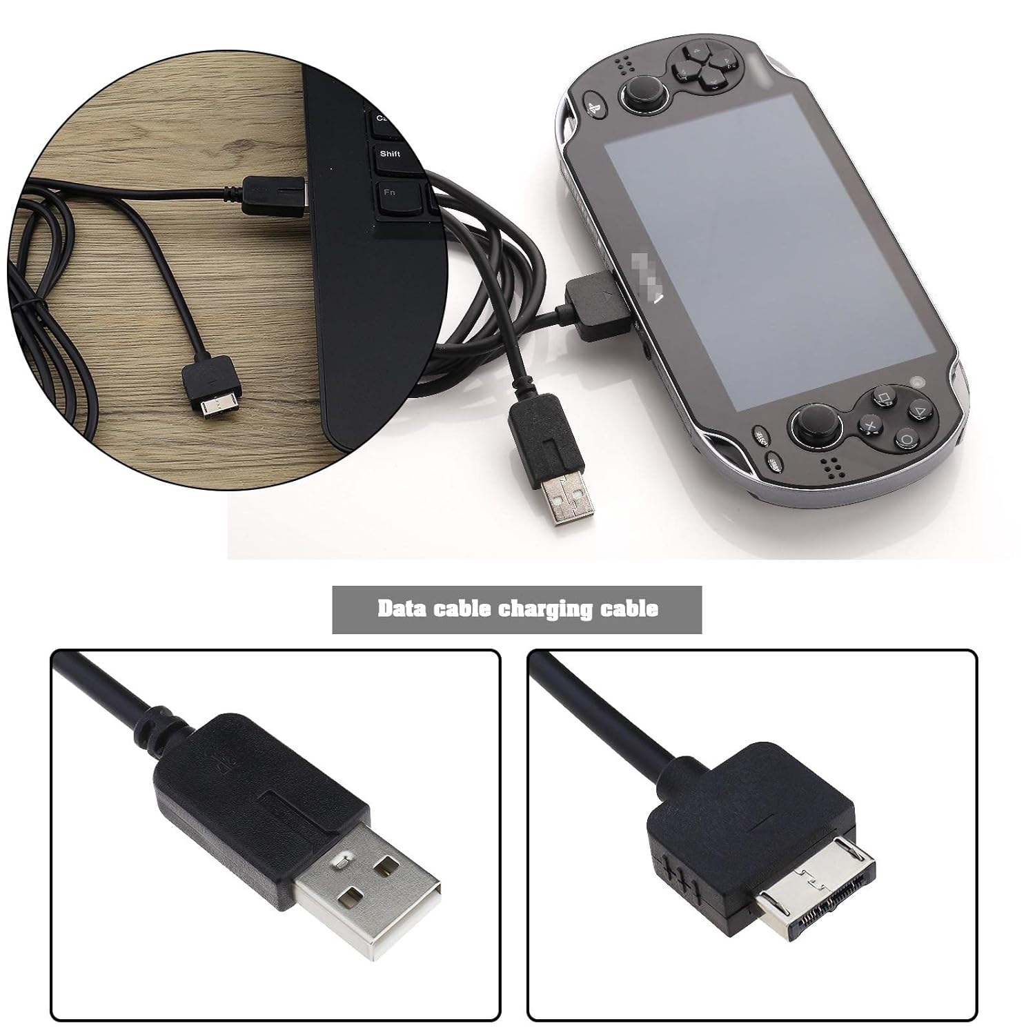 Câble de recharge USB de rechange OLS 2 pièces Compatible avec les modèles PS Vita 1000 Charge de données USB 2 en 1