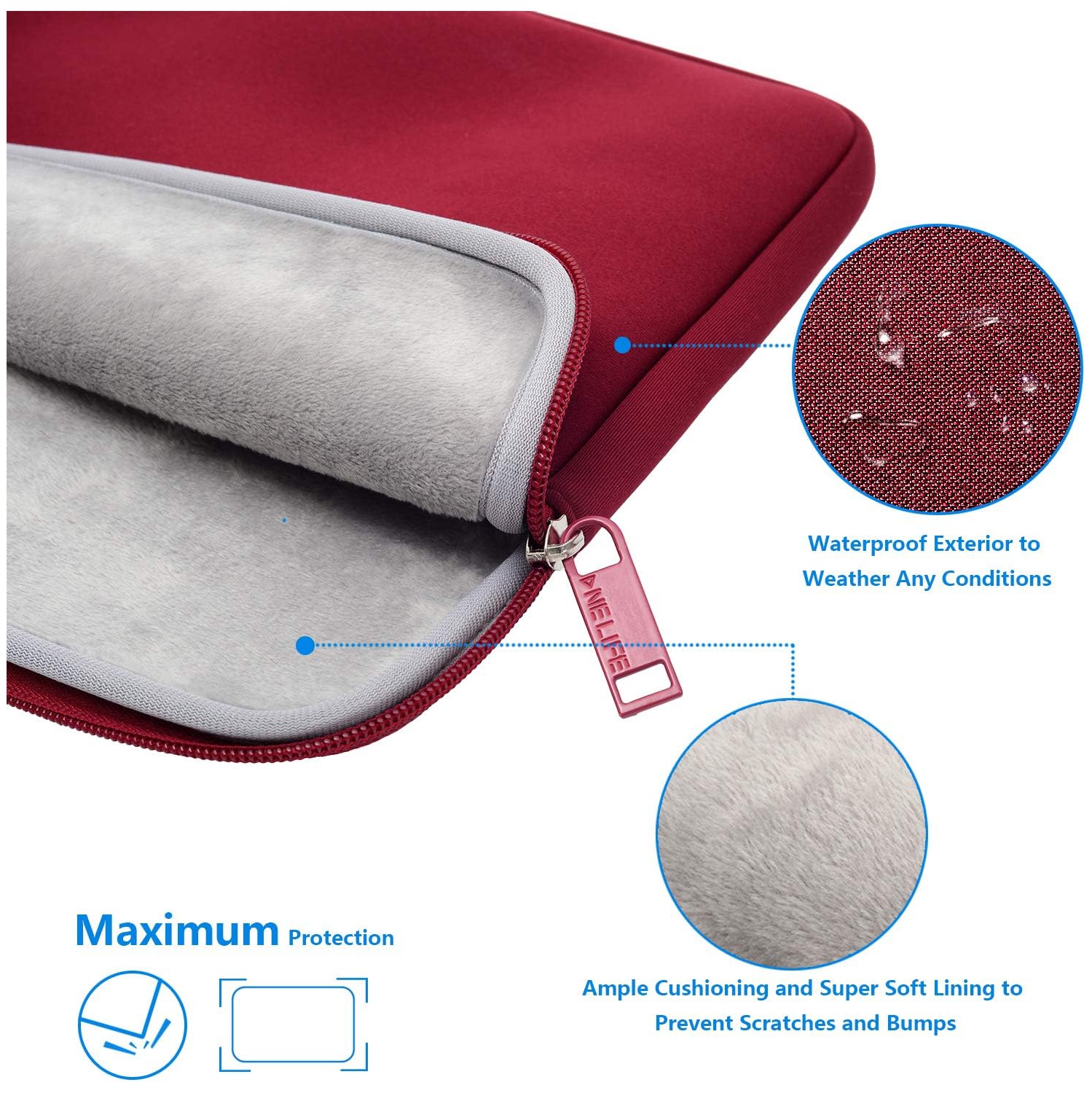 13-13.3 Inch Waterproof Neoprene Water resistent Laptop Sleeve Case Notebook Computer case Basic Bag