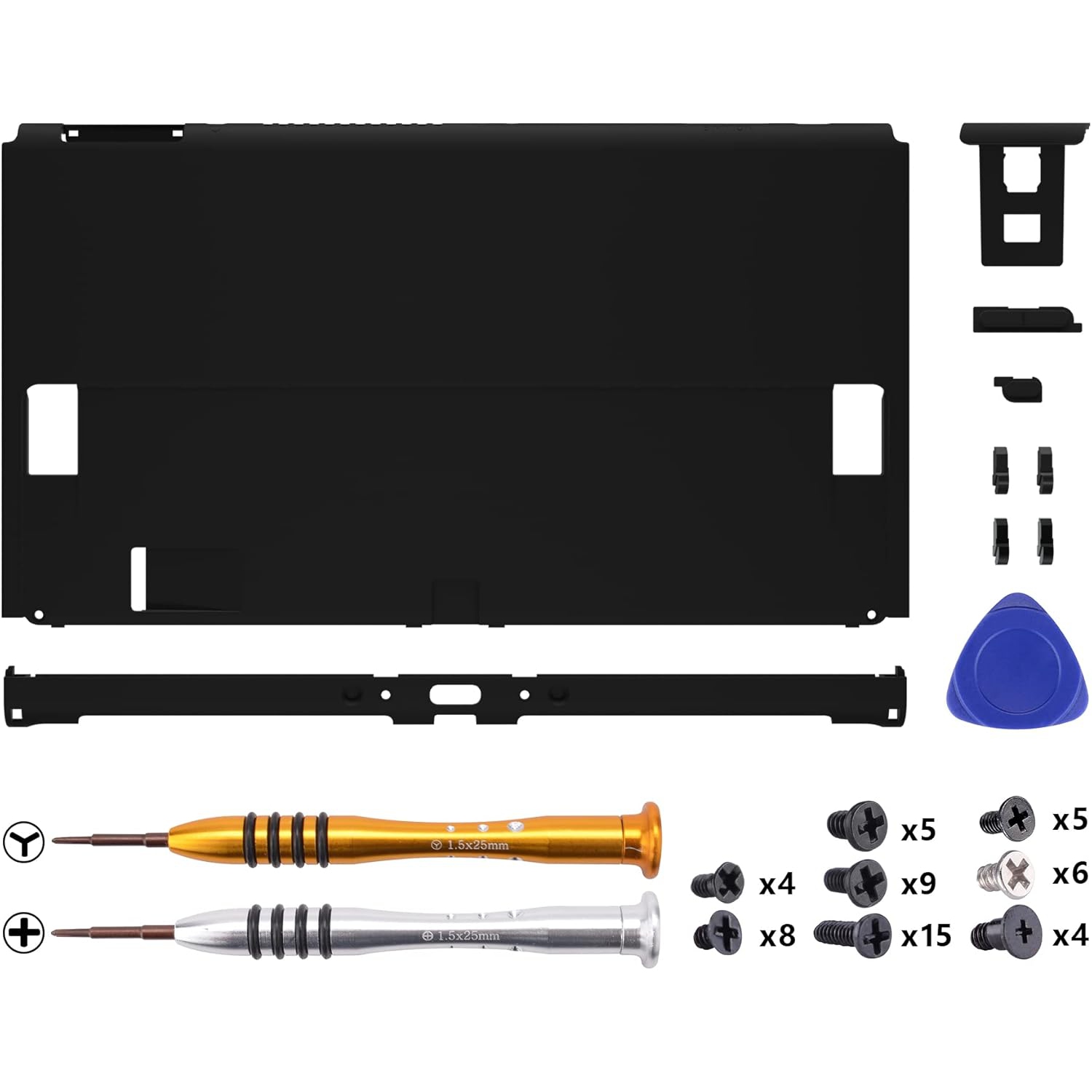 DIY Console Back Plate for Switch O, Black Replacement Housing Shell Case for Nintendo Switch O