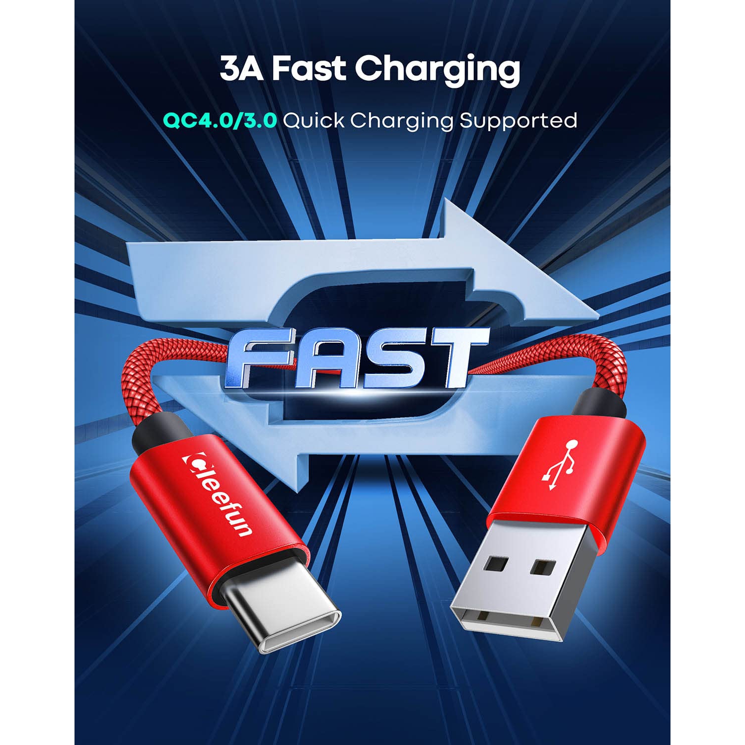 Câble USB-C 3 pi, paquet de 2 câbles USB à USB-C, câble de chargement rapide de type C tressé pour iPhone 15 Pro Max