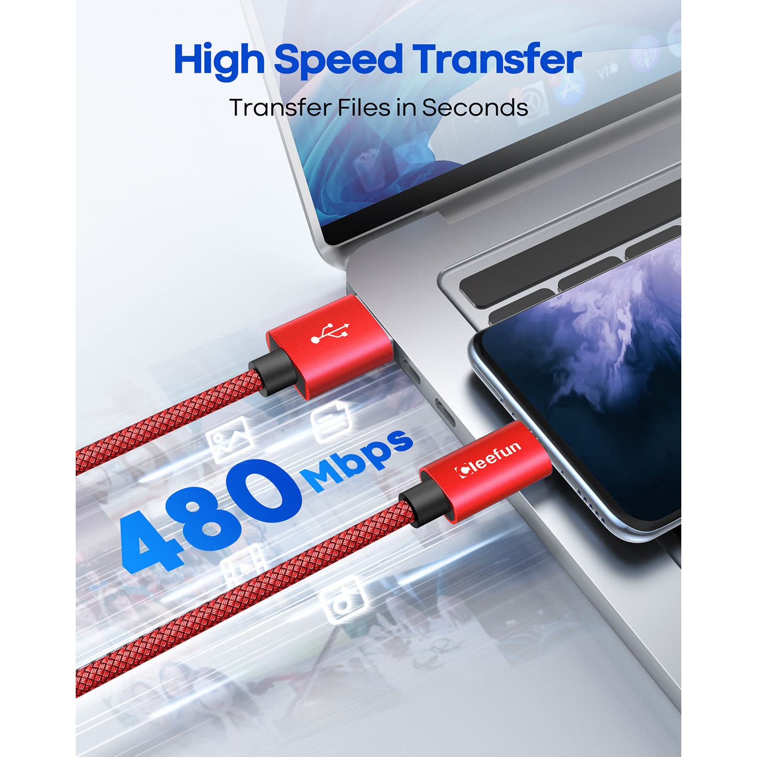 Câble USB-C 3 pi, paquet de 2 câbles USB à USB-C, câble de chargement rapide de type C tressé pour iPhone 15 Pro Max