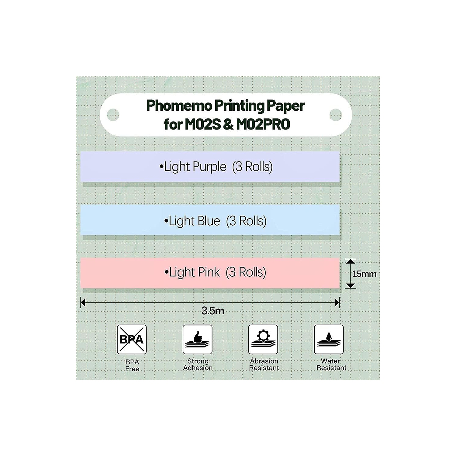 M02 Pro/M02S Series Printer Paper Printable Sticker Paper Purple/Light Blue/Light Pink Thermal Paper Self-Adhesive