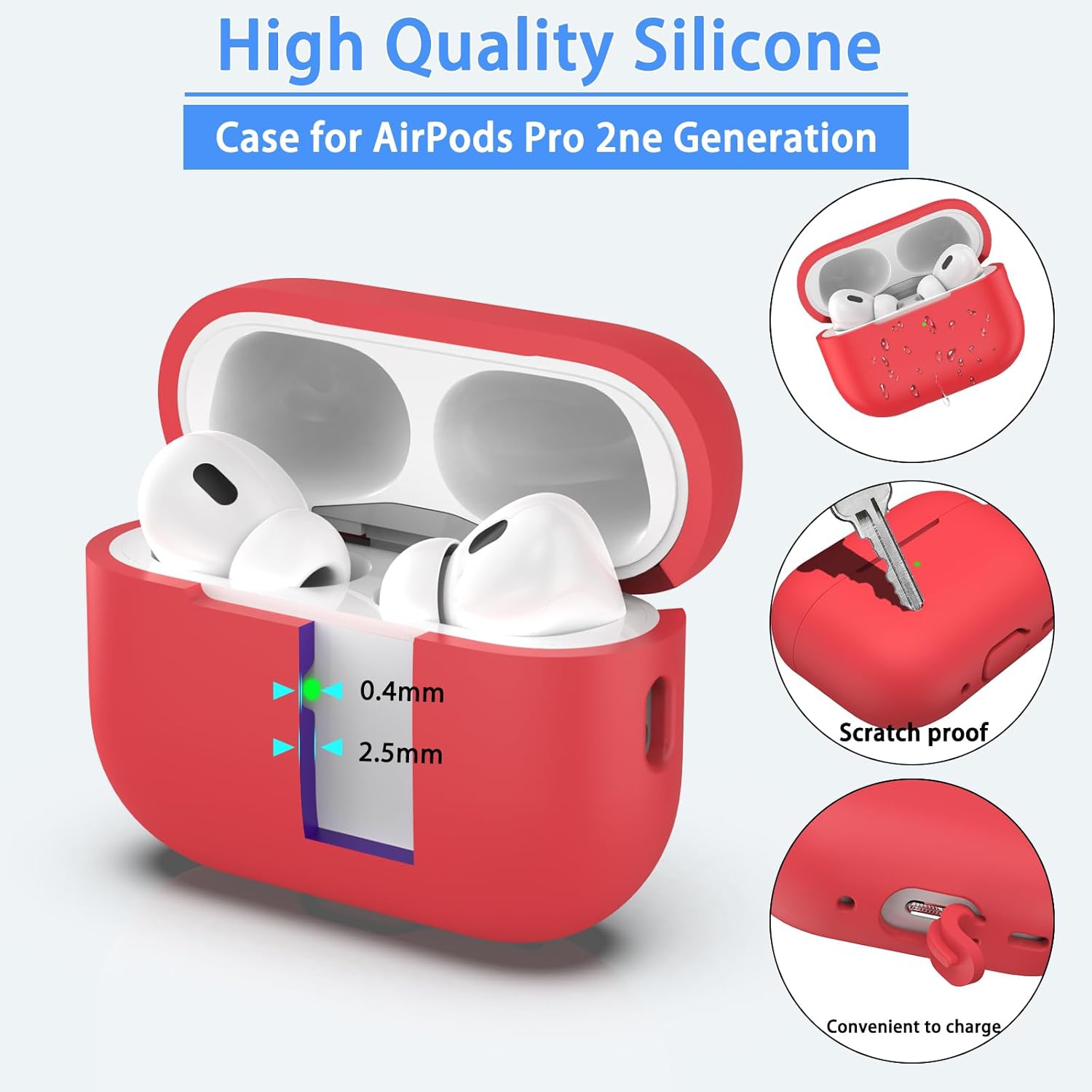 for AirPods Pro 2nd Generation Case Cover, Military Grade Anti-Fall Soft Silicone Shock-Absorbing for AirPods