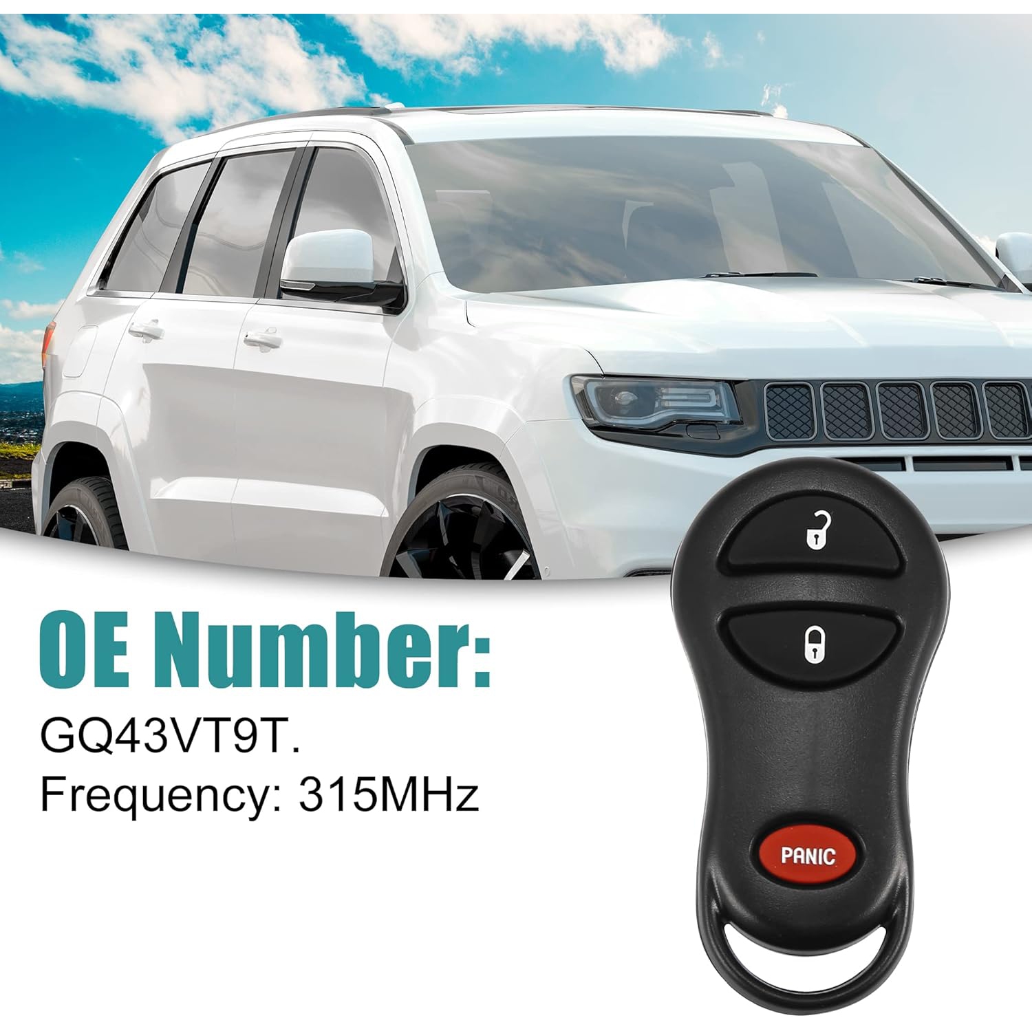 Keyless Entry Remote Key Fob Fit for Jeep Grand Cherokee - Pack of 1 Black