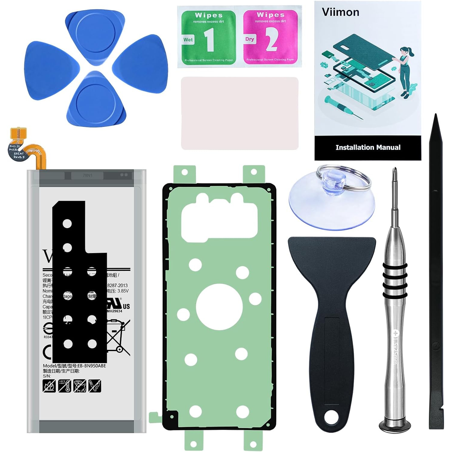 Note 8 y Replacement Kits Compatible with Samsung Galaxy Note 8 All Models with Adhesive,