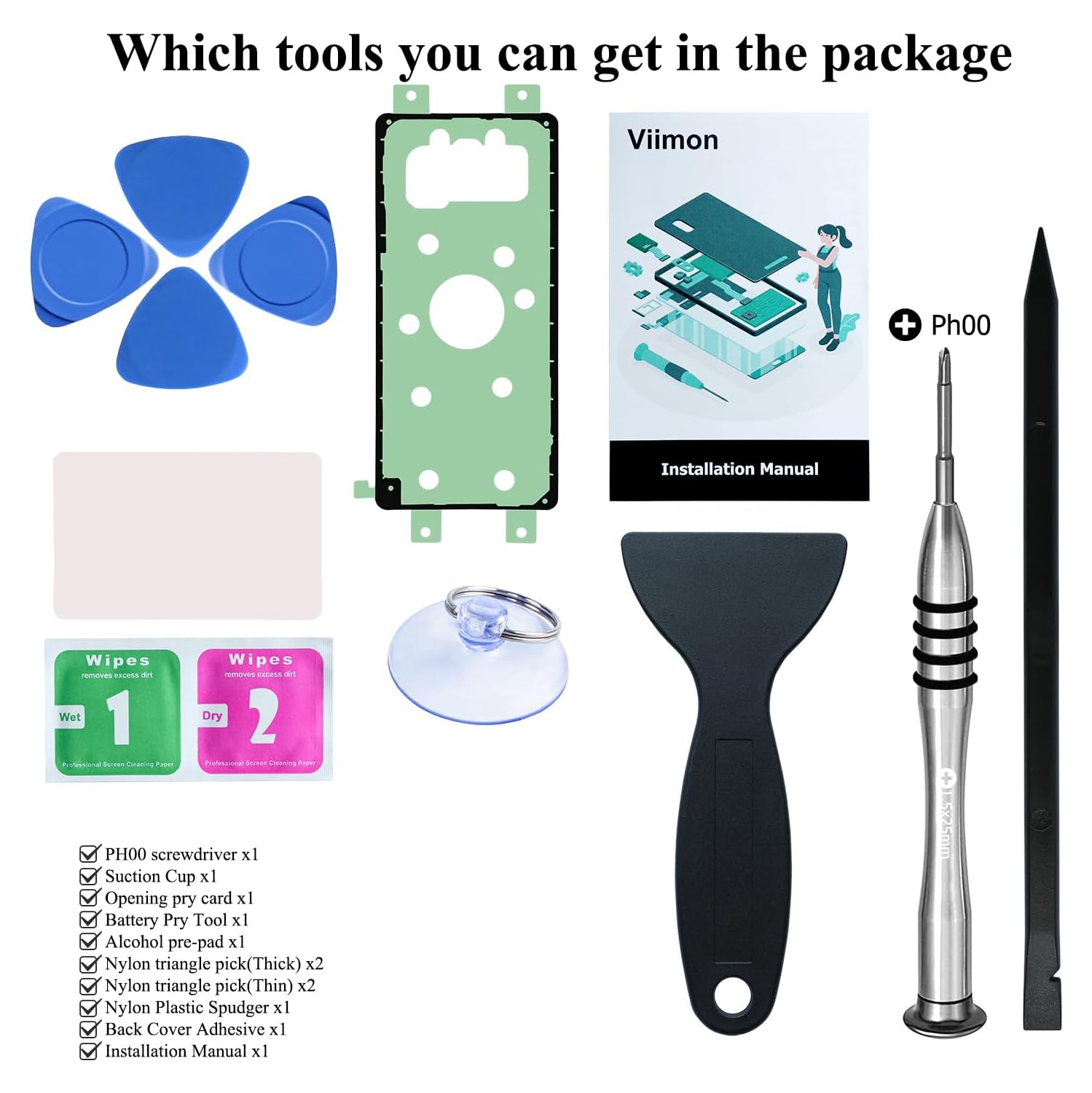 Note 8 y Replacement Kits Compatible with Samsung Galaxy Note 8 All Models with Adhesive,