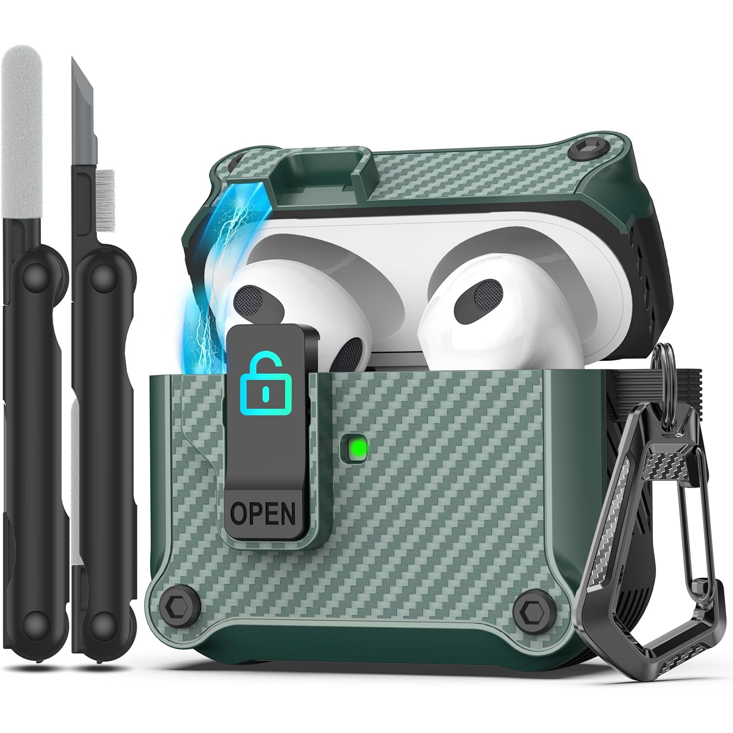 for Airpod 3rd Generation Case Cover with Secure Lock , Full Body Shockproof Hard Shell Protective,