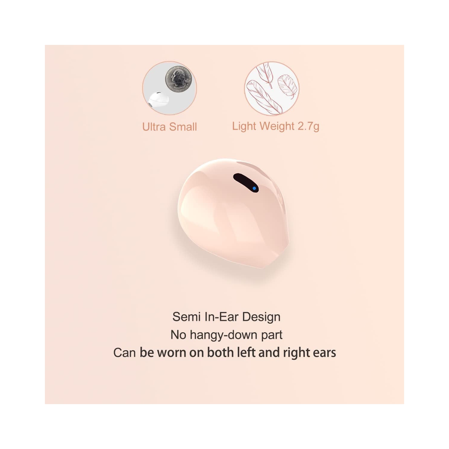 Mini écouteurs bouton Bluetooth petits écouteurs semi-intra-auriculaires avec étui de chargement mains libres pour iPhone et Android