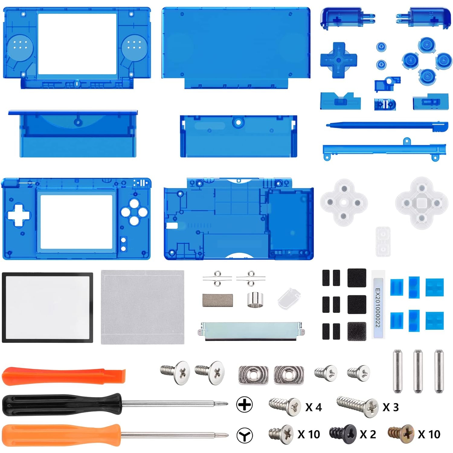 Coque de boîtier de rechange transparente pour Nintendo DS Lite, étui de console portative personnalisé avec boutons