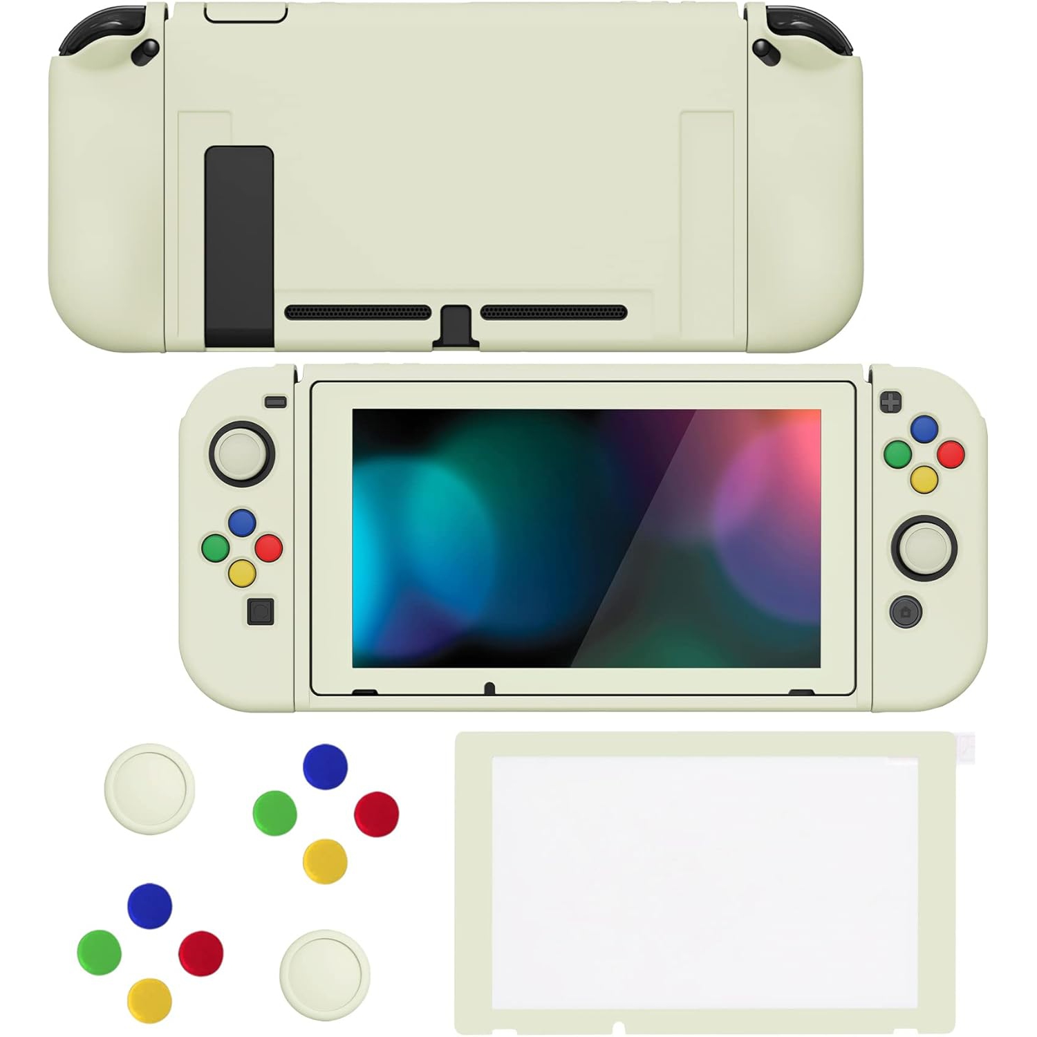 ZealProtect Soft Protective Case for Nintendo Switch with Tempered Gl Screen Protector & Thumb Grip Caps &