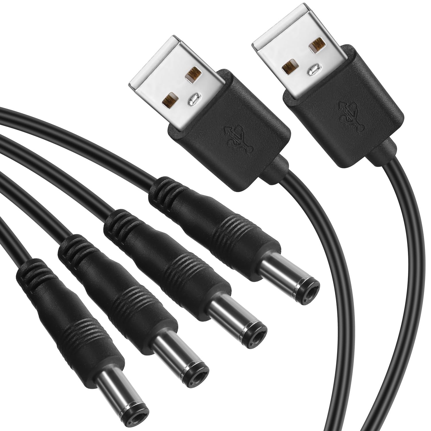 2PCS Câble d'alimentation USB à DC5521 Câble d'alimentation 5&nbsp;V USB à DC5521 Y Câble de recharge, 2,5&nbsp;A 5&nbsp;V USB A mâle à double c.c.