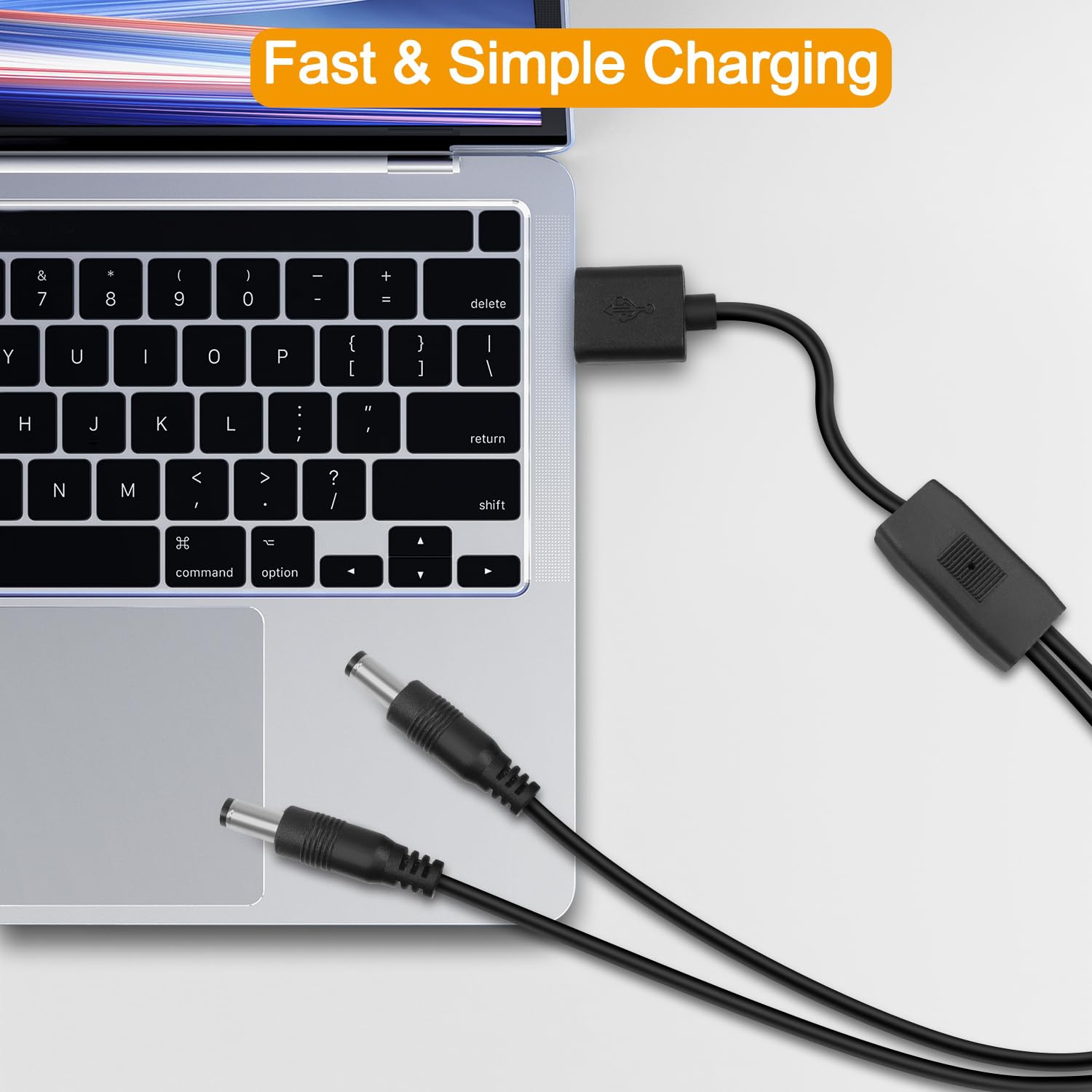 2PCS Câble d'alimentation USB à DC5521 Câble d'alimentation 5&nbsp;V USB à DC5521 Y Câble de recharge, 2,5&nbsp;A 5&nbsp;V USB A mâle à double c.c.