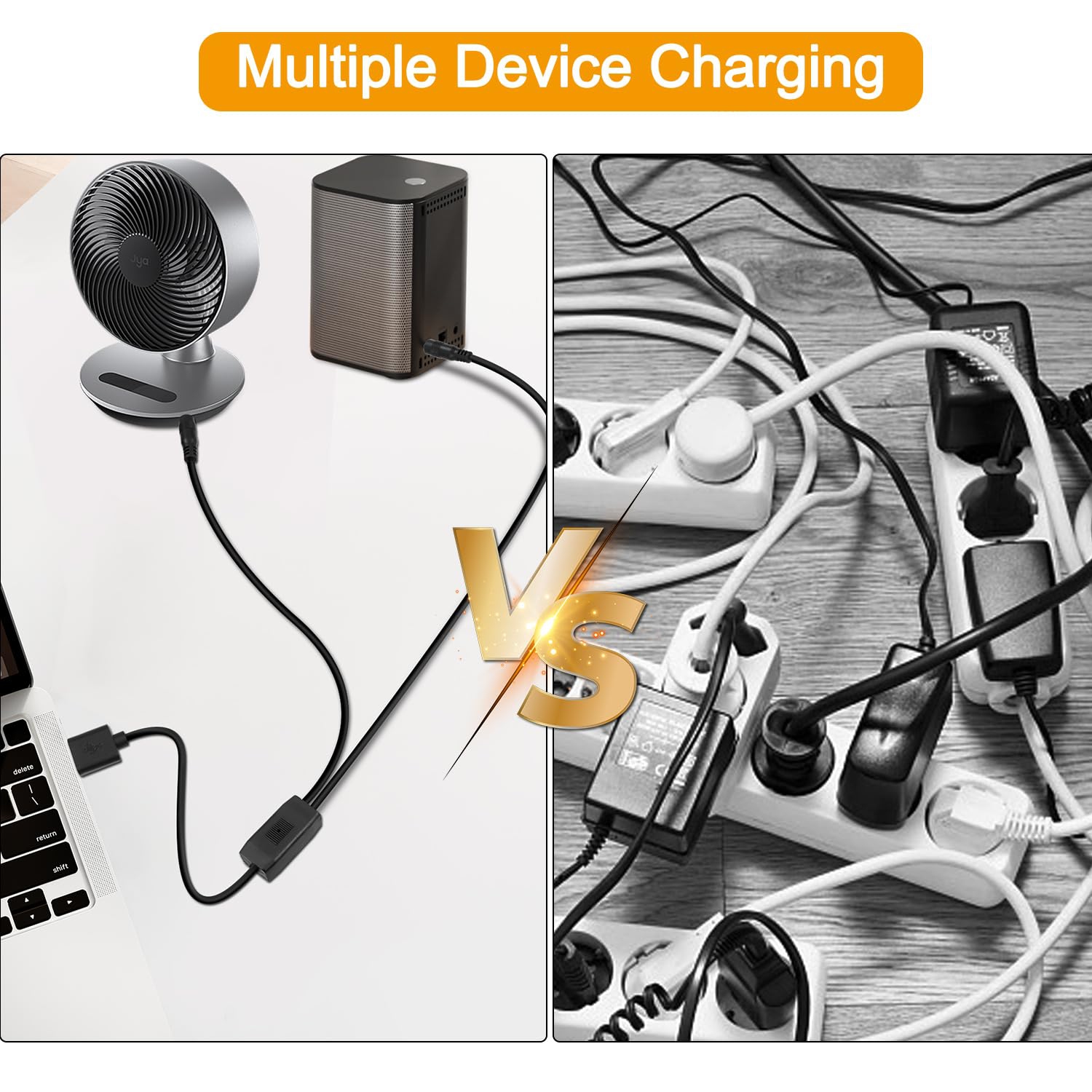 2PCS Câble d'alimentation USB à DC5521 Câble d'alimentation 5&nbsp;V USB à DC5521 Y Câble de recharge, 2,5&nbsp;A 5&nbsp;V USB A mâle à double c.c.