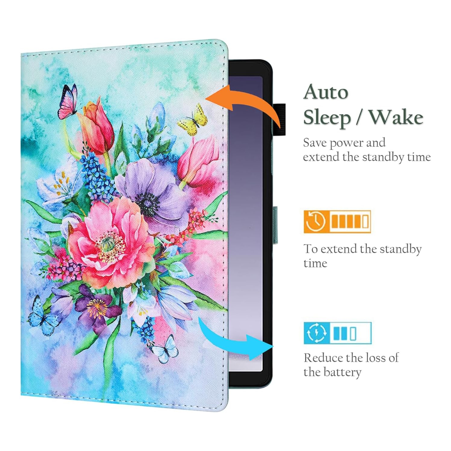 Étui pour Samsung Galaxy Tab A9 Plus / A9+ 11&nbsp;po 2023, étui en cuir PU avec porte-stylet S Pen, béquille à fente