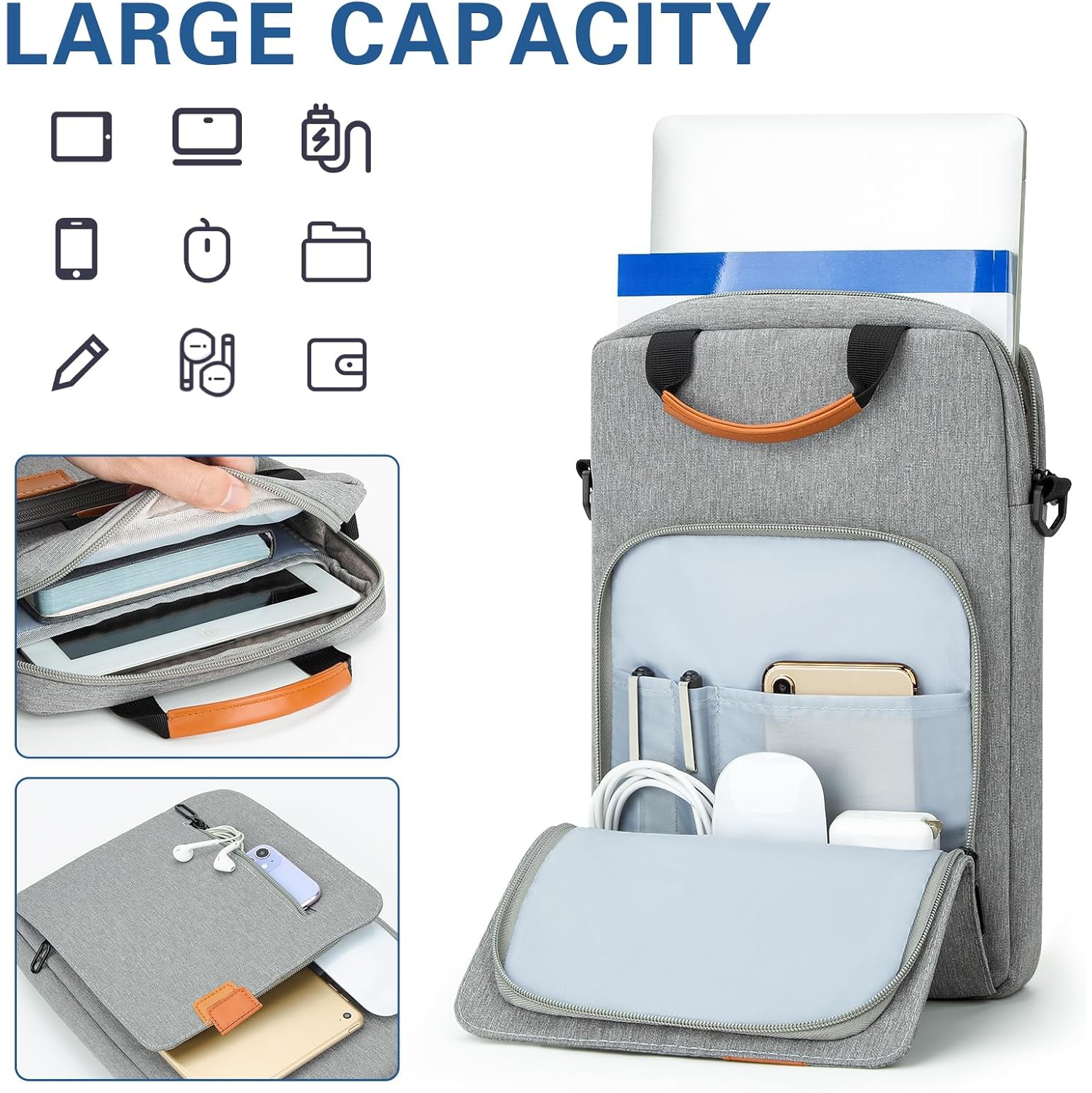 Vertical Laptop Case Computer Bag for 14 Inch MacBook Pro M1 M2 M3 Computer Notebook, Waterproof Protective