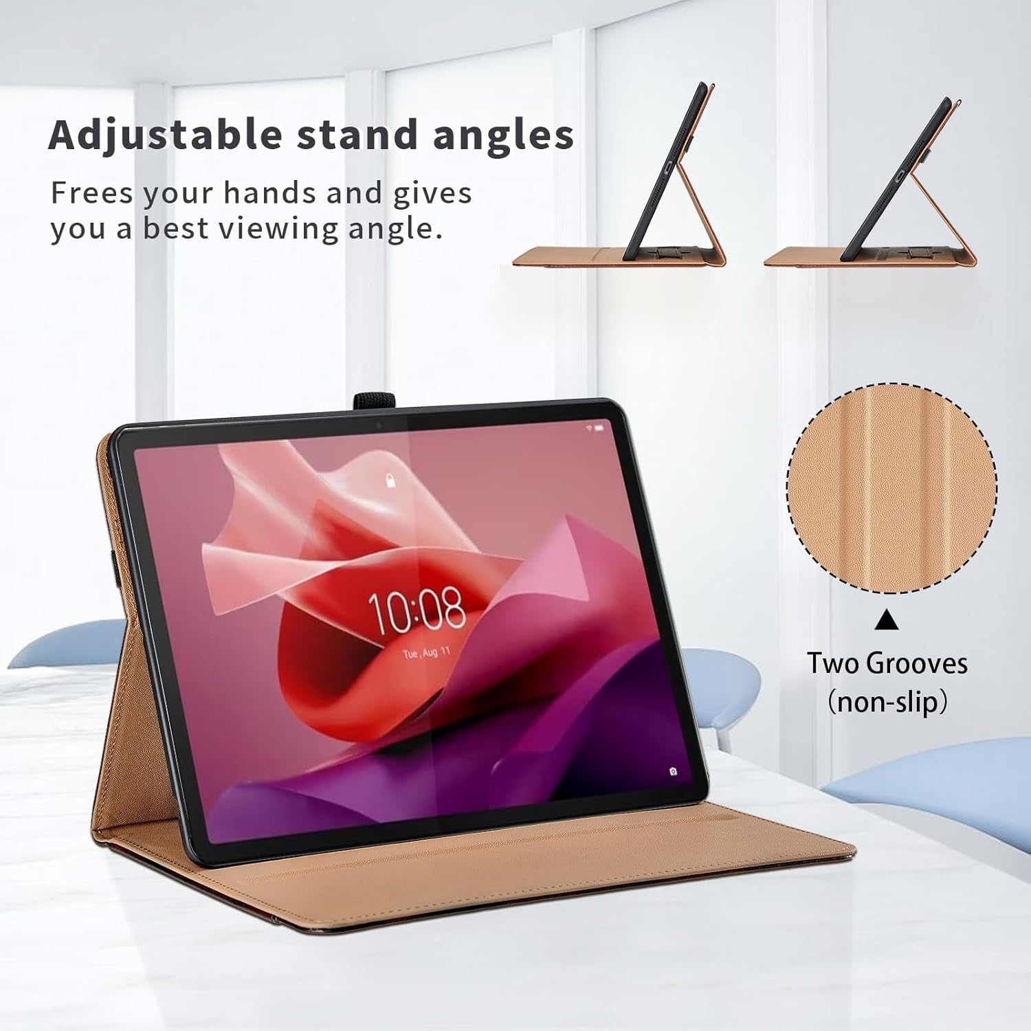Case for Lenovo Tab P12 12.7 inch 2023 Cover TB370FU - [Auto Wake/Sleep] PU Leather Flip Folio Tablet Case with Hand