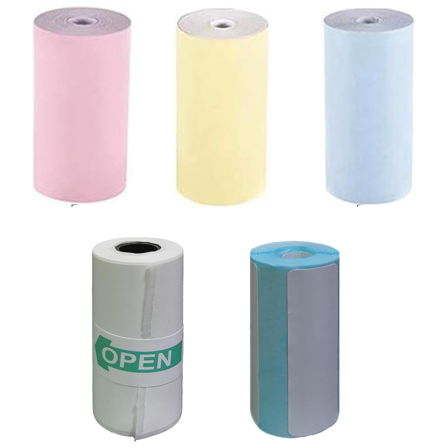 5 Rolls 57X25mm Thermal Paper, 3 Rolls Colorful Paper,1 Roll Striker Paper,1 Roll Label Paper for Mini