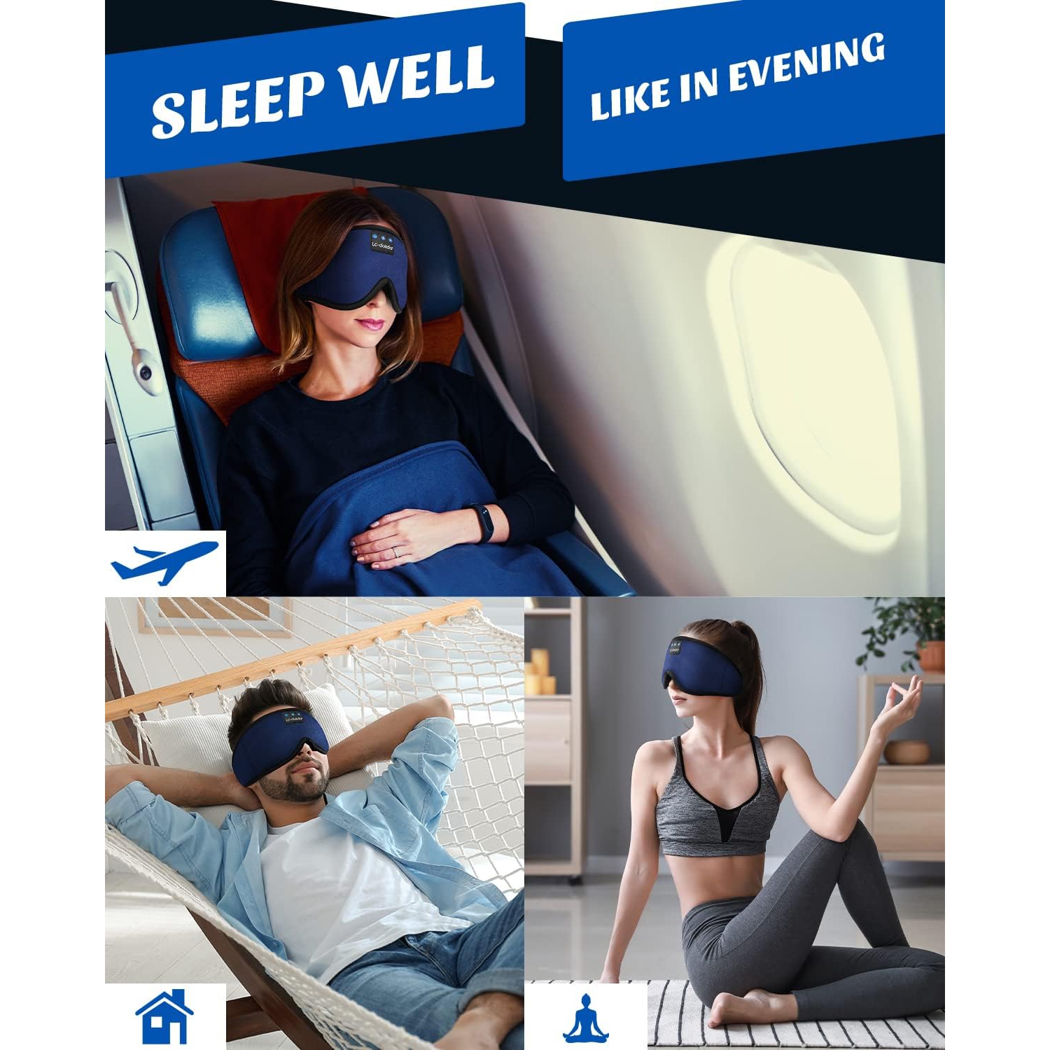 Sleep Headphones Bluetooth Sleeping Eye Mask, Office Travel Unisex Birthday Gifts Men Women Who Have