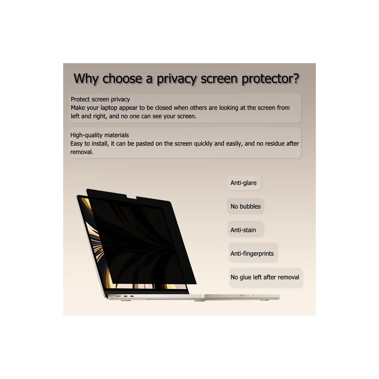 Screen Protector for 2024 2023 2022 MacBook Air 13.6" A3113 A2681 with M3 M2 Max/Pro Chip & Touch ID 5H PET High