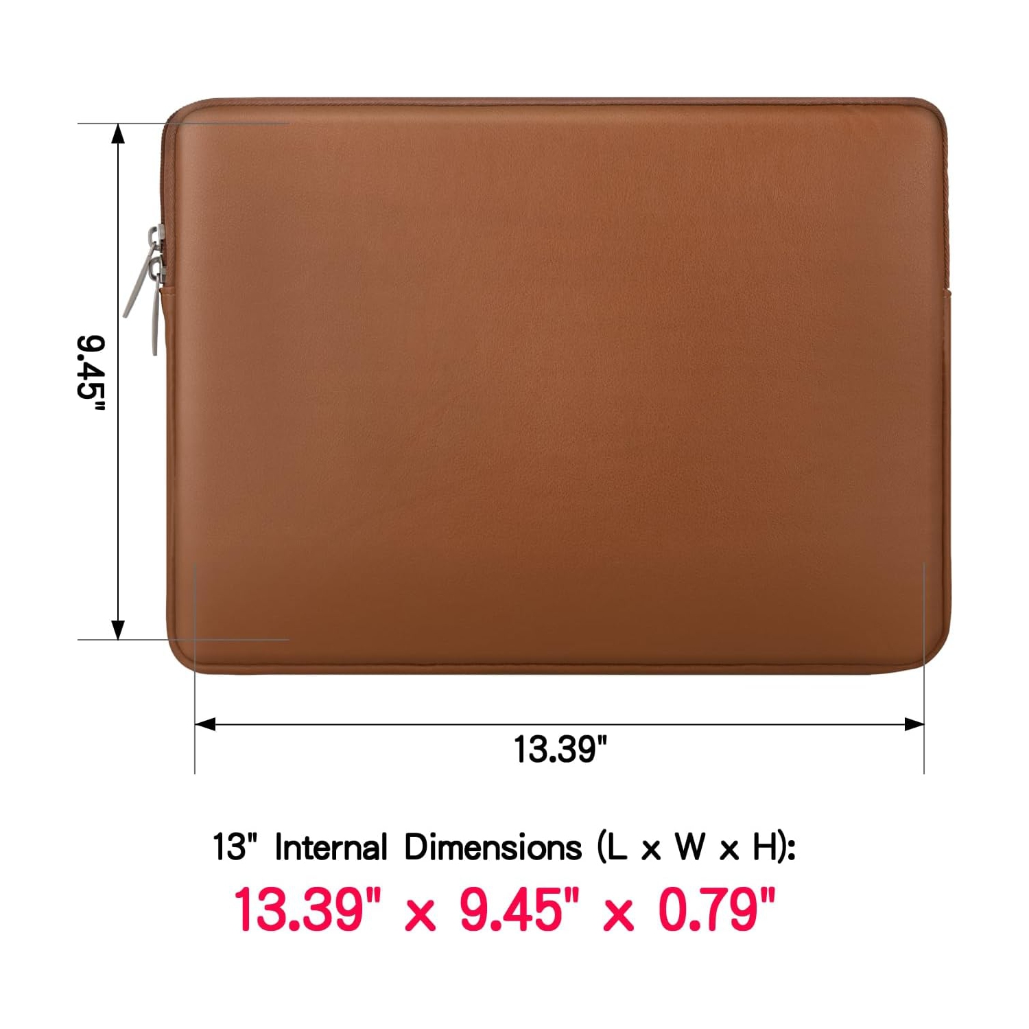 RAINYEAR 13.3 Inch Laptop Sleeve Soft PU Leather Case Water Resistant Padded Zipper Protective Carrying Bag Compatible