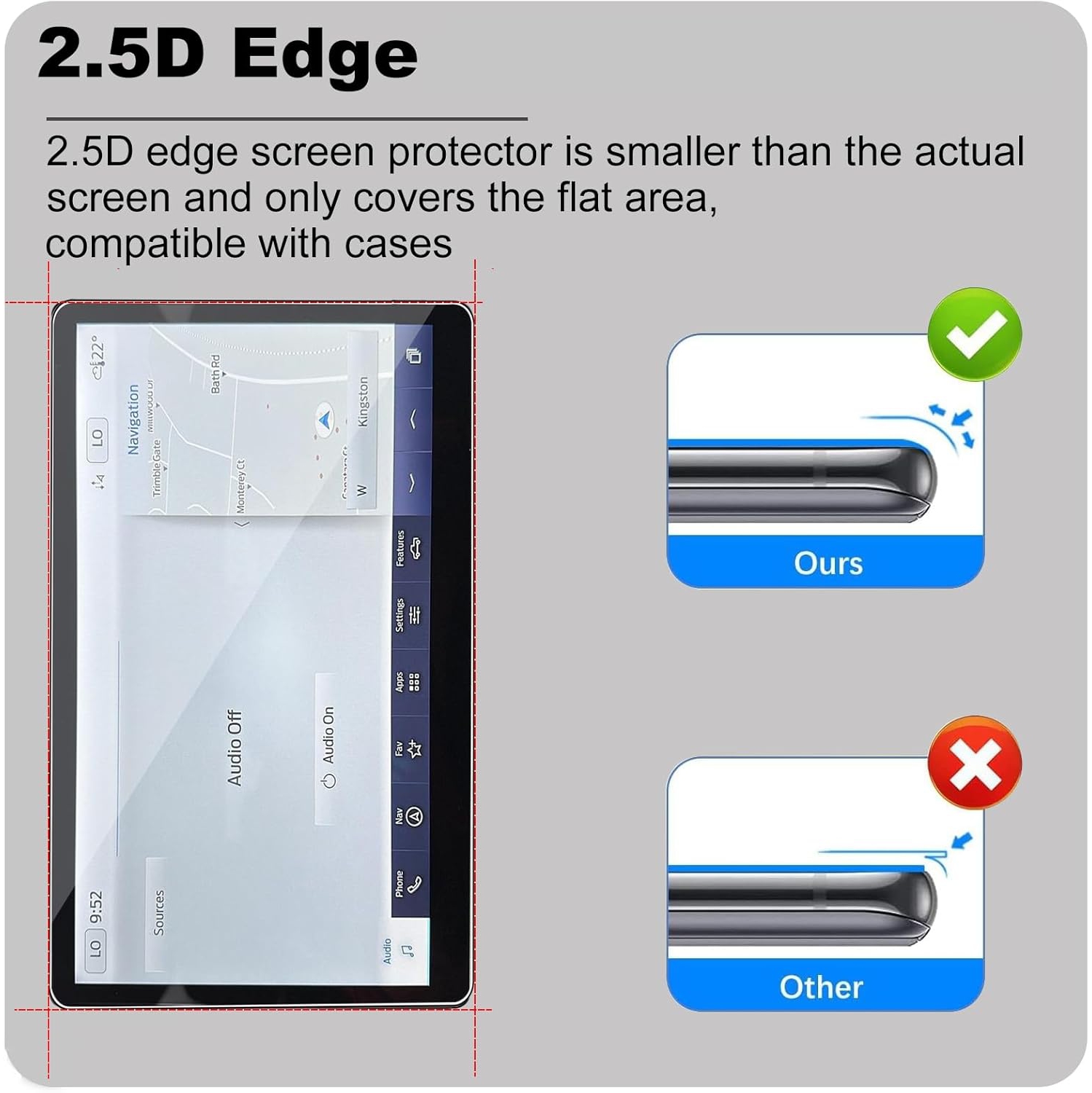Tempered Gl for Ford F150 2022 2023 2024 12 inch, 9H Hardness Scratch Resistant Anti Glare Protective Film