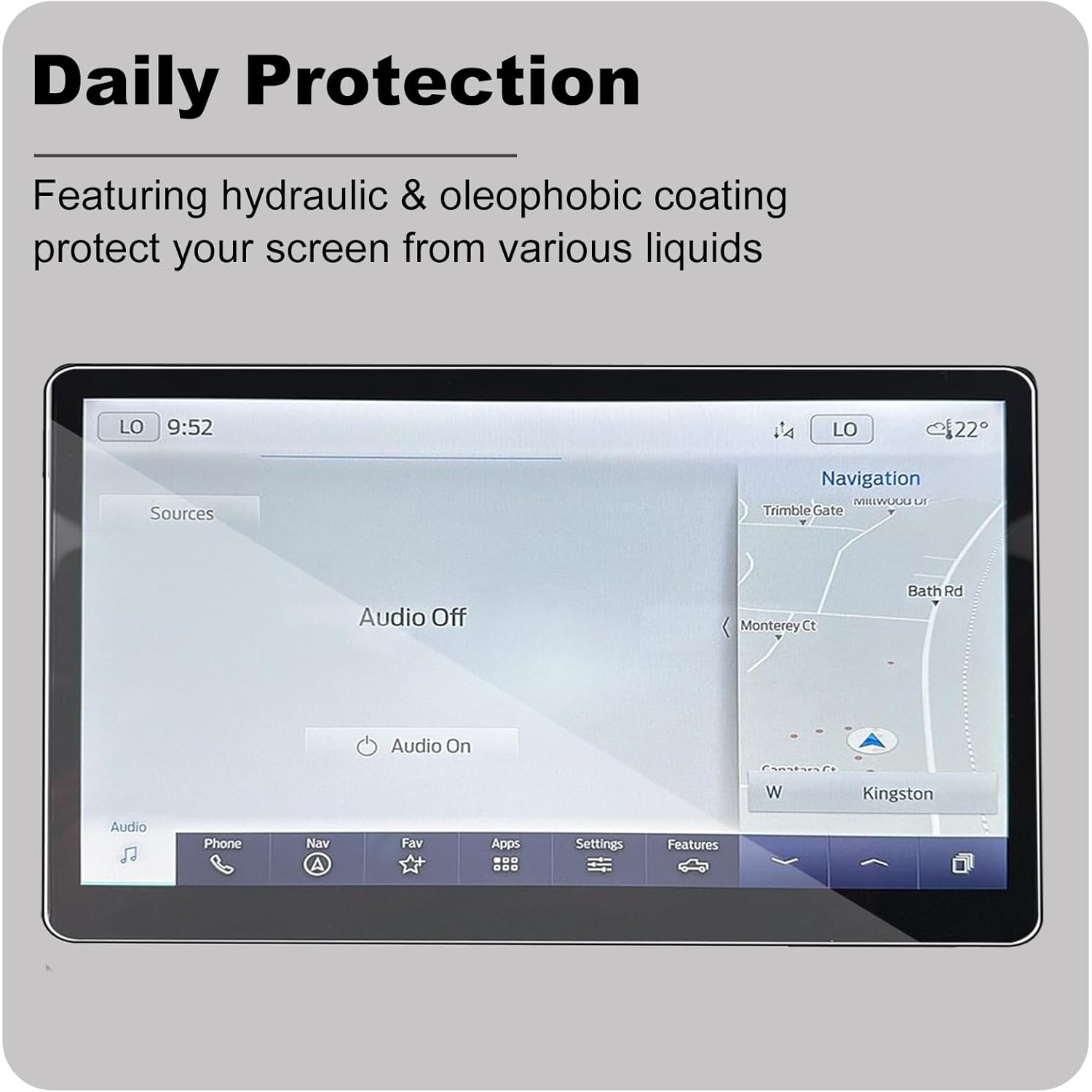 Tempered Gl for Ford F150 2022 2023 2024 12 inch, 9H Hardness Scratch Resistant Anti Glare Protective Film