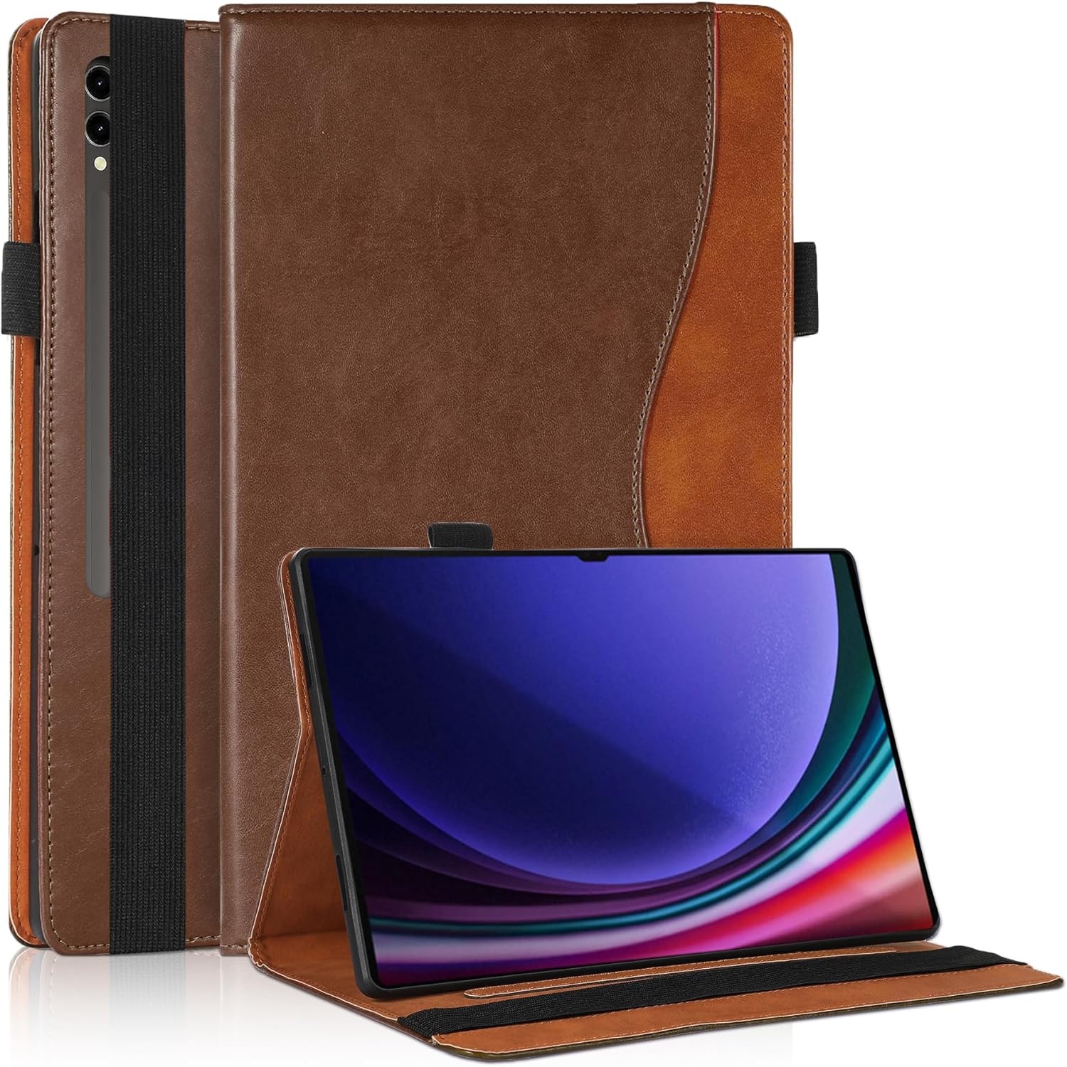 Étui pour Samsung Galaxy Tab S9 Ultra 2023/Tab S8 Ultra 2022 14.6&nbsp;po avec étui folio en cuir de poche en polyuréthane