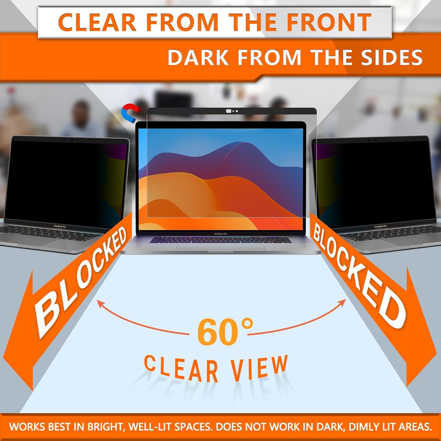 Magnetic Privacy Screen for MacBook Pro 13 Inch, Anti Blue Light Glare Mac Screen Protector, Removable