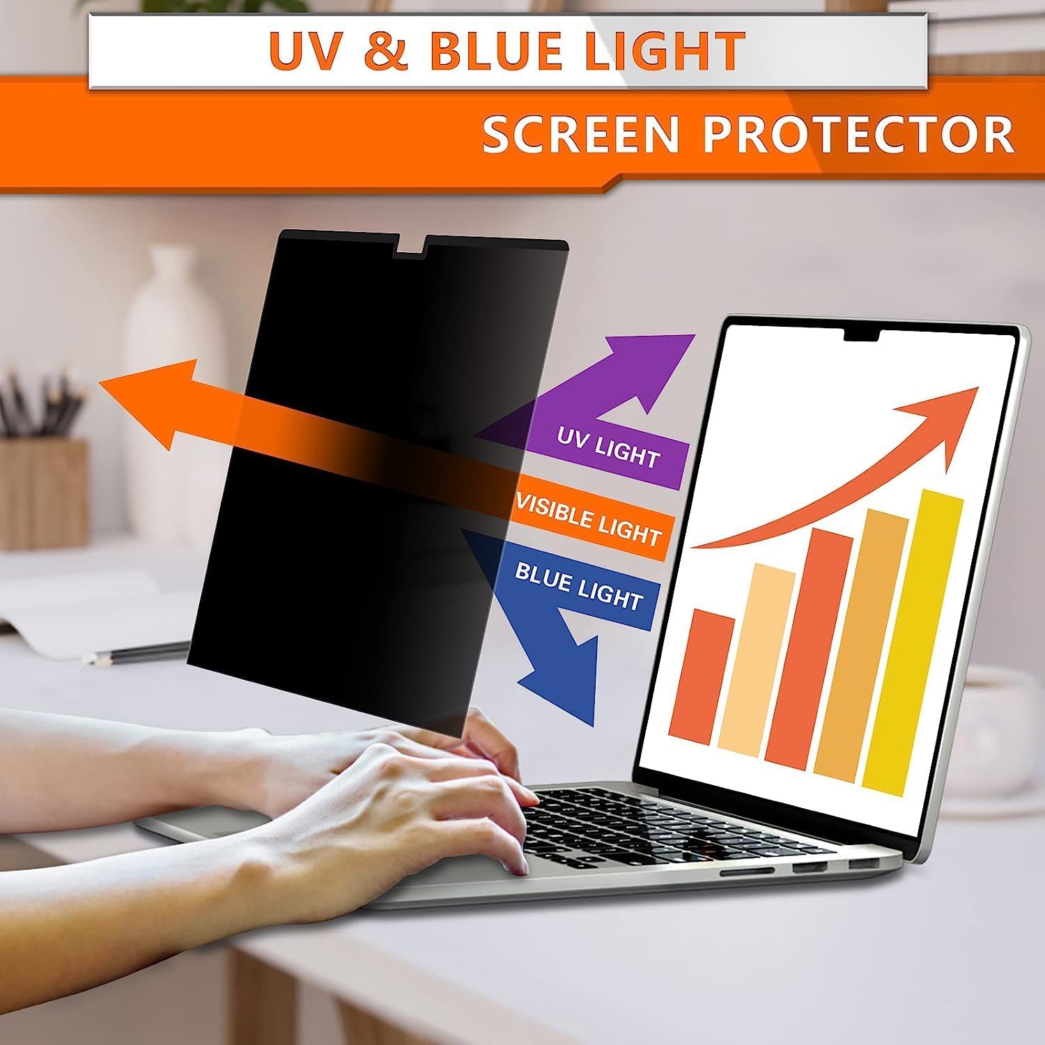 Magnetic Privacy Screen for MacBook Pro 13 Inch, Anti Blue Light Glare Mac Screen Protector, Removable