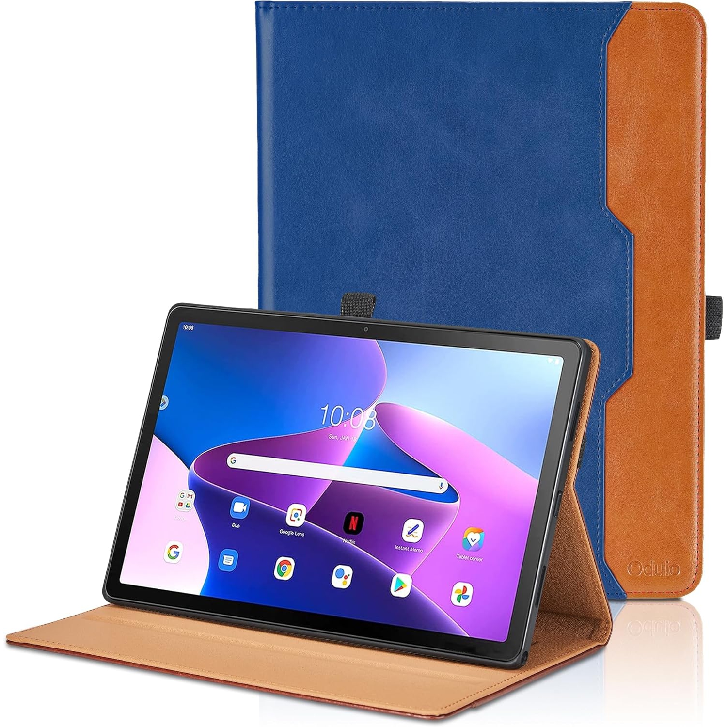 Étui pour tablette Lenovo Tab M10 Plus 3ᵉ gén 2022 10.6&nbsp;po - [Dragonne] Support de visionnement multi-angle Étui en cuir PU