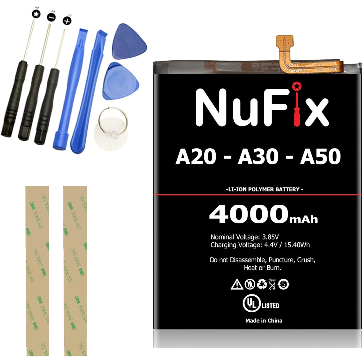 Replacement y for Samsung Galaxy A50 A30 A30S A20 4000mAh Compatible Kit EB-BA505ABU EB-BA505ABE (Basic