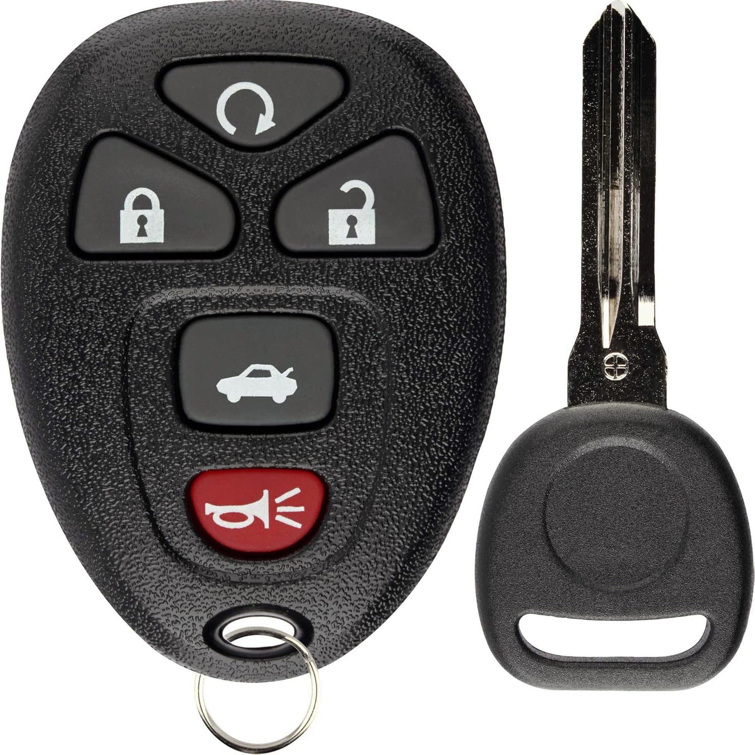 Replacement 5 Button Keyless Entry Remote Control Key Fob with Uncut Ignition Key Compatible
