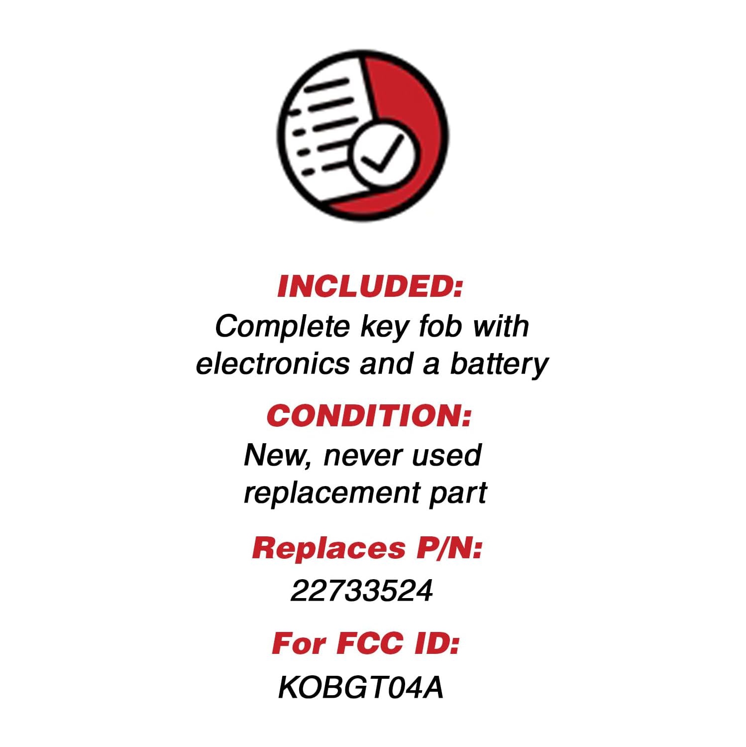 Replacement 5 Button Keyless Entry Remote Control Key Fob with Uncut Ignition Key Compatible