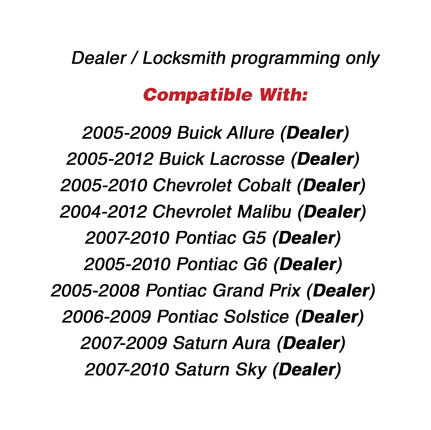 Replacement 5 Button Keyless Entry Remote Control Key Fob with Uncut Ignition Key Compatible