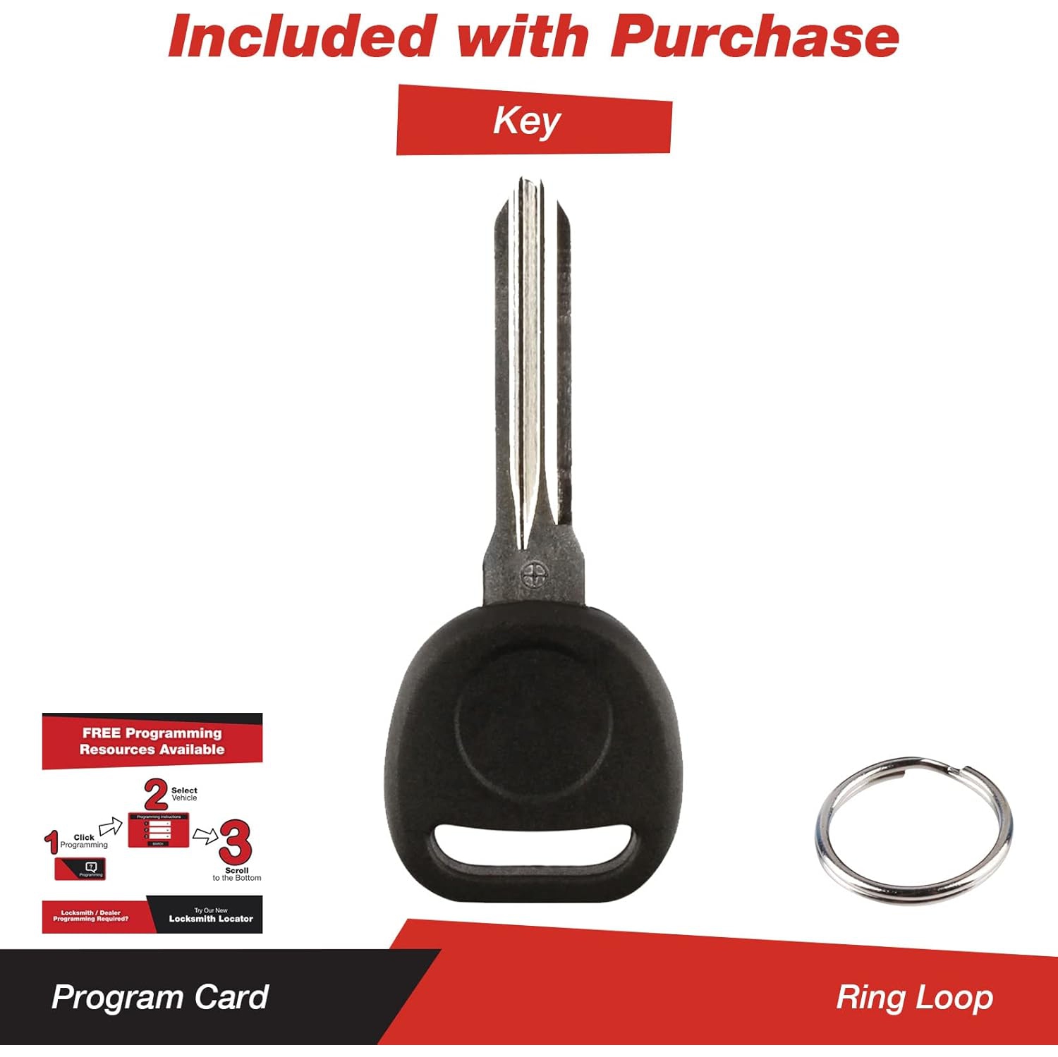 Replacement 5 Button Keyless Entry Remote Control Key Fob with Uncut Ignition Key Compatible