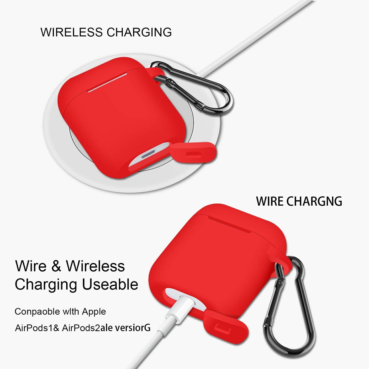 AirPods Case Cover with Keychain, Full Protective Silicone Skin Accessories for Women Men Girl with 4 Packs