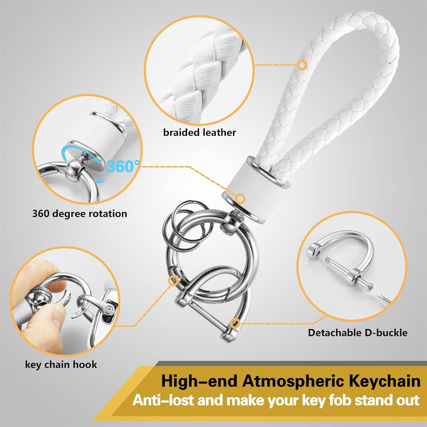 for BMW Key Fob Cover with Metal Braided Rope Keychain for Accessories, Upgraded Blade Shape Soft Key Case