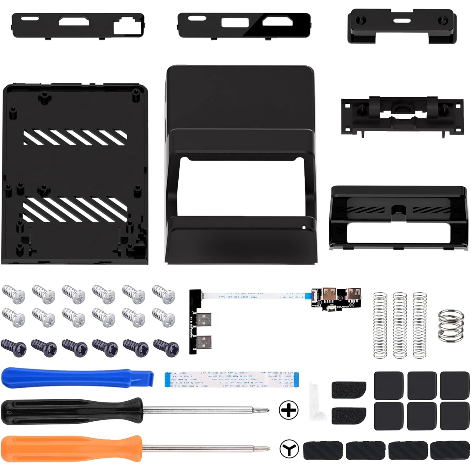 AiryDocky DIY Kit Black Replacement Case for Nintendo Switch Dock, Redesigned Portable Mini Dock Shell