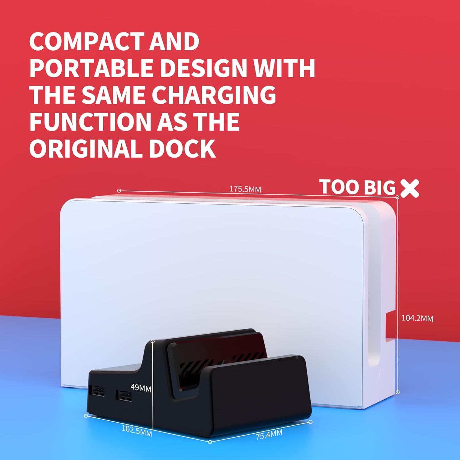 AiryDocky DIY Kit Black Replacement Case for Nintendo Switch Dock, Redesigned Portable Mini Dock Shell