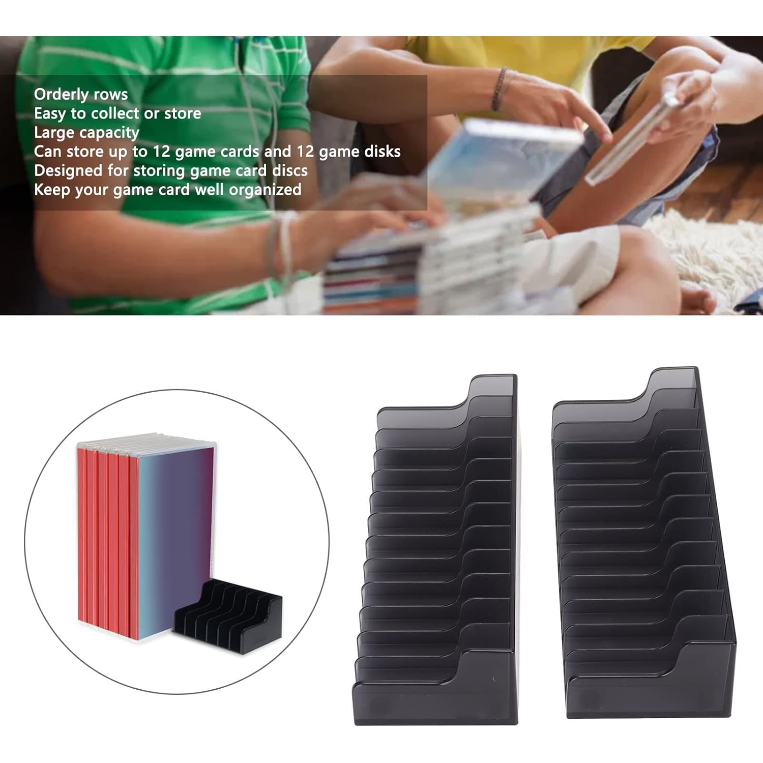 Support de stockage de jeux, 2PCS Multi-Functional Game Disk Display Box pour boîte de jeu, CD Disks Holder Game Box