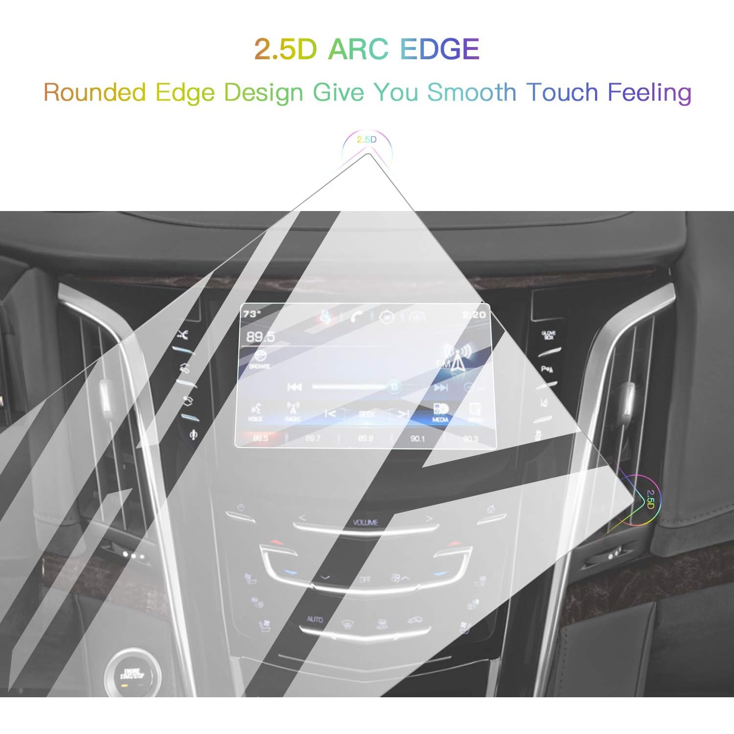 Screen Protector Foils for 2015-2020 Cadillac Escalade CUE infotainment interface 8In Navigation Display Tempered Gl