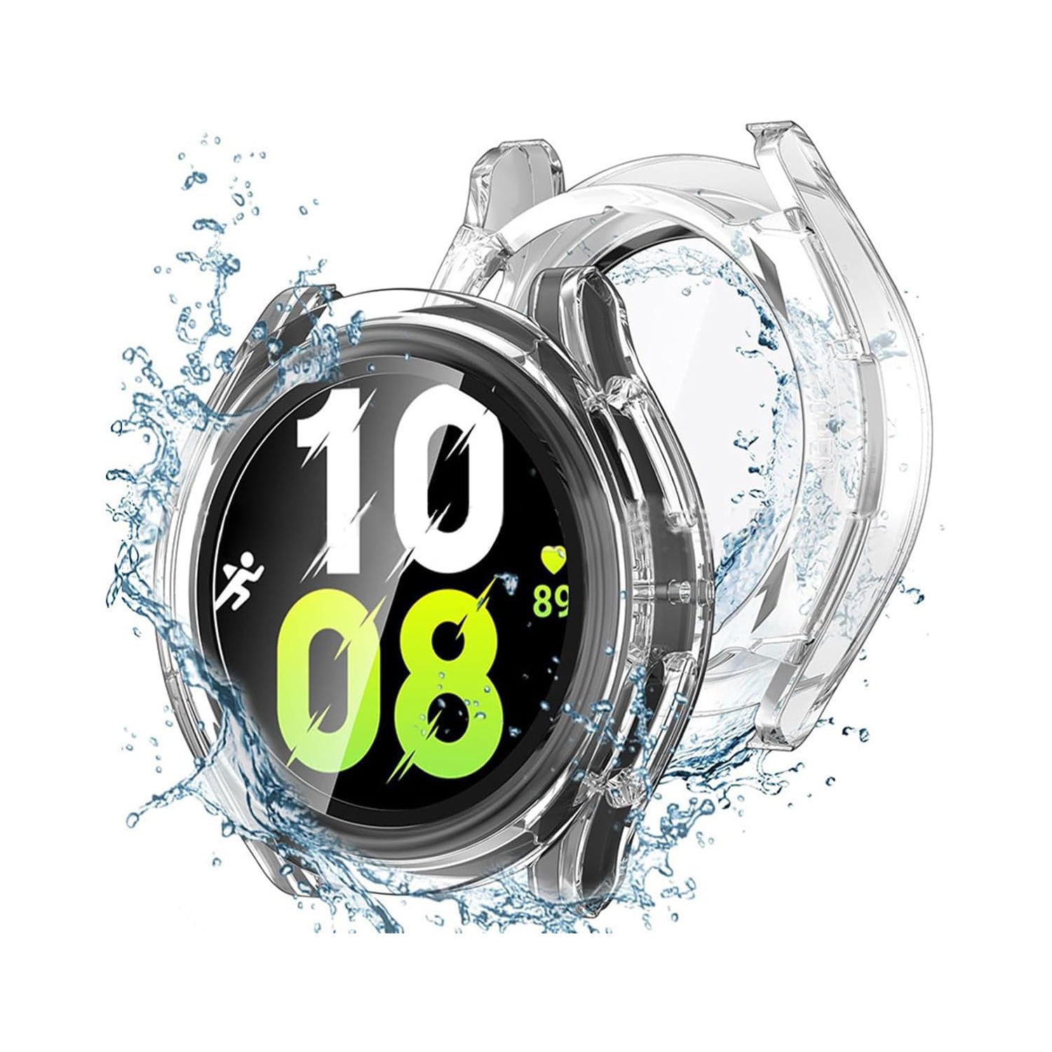Compatible for Galaxy Watch 5 44mm / Galaxy Watch 4 44mm Waterproof Screen Protector Case,Hard PC Cover