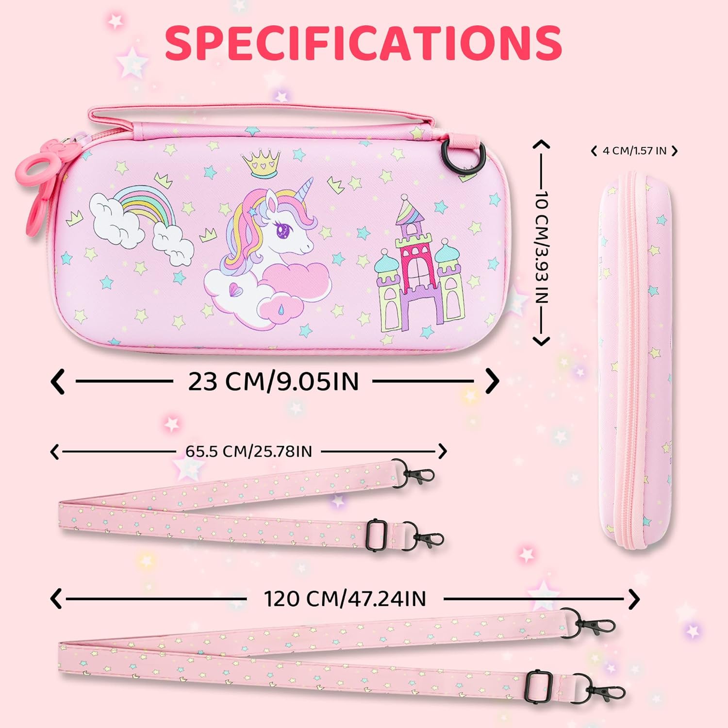 Étui pour Nintendo Switch Lite, ensemble avec étui de transport rose mignon pour licorne pour accessoires Switch Lite souples