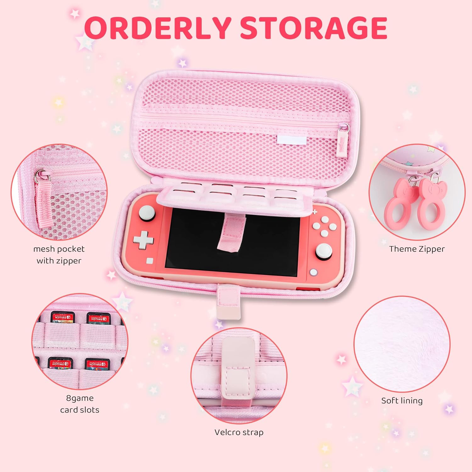 Étui pour Nintendo Switch Lite, ensemble avec étui de transport rose mignon pour licorne pour accessoires Switch Lite souples