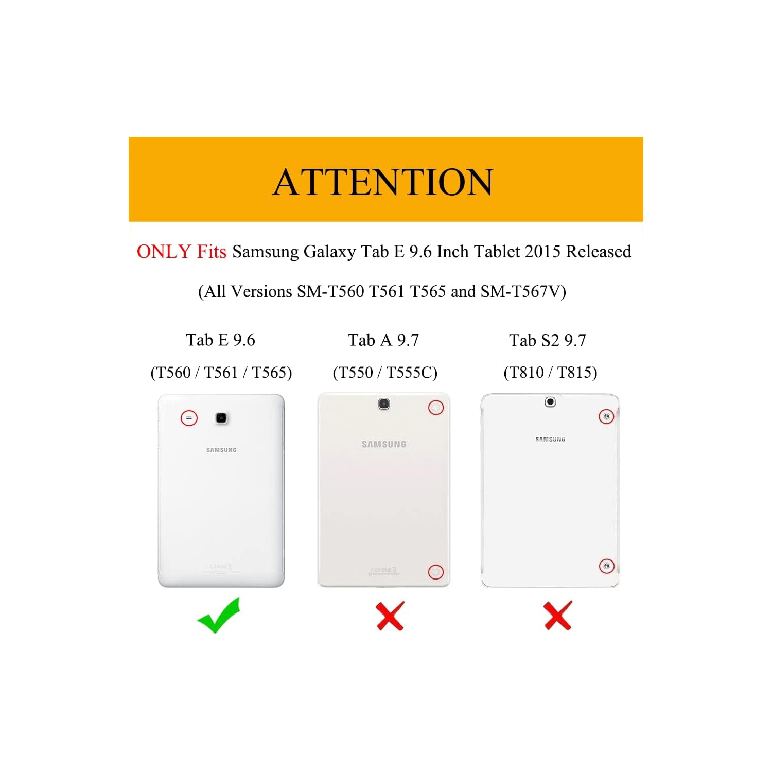 Folio Case for Tab E 9.6'' Model SM-T560 T561 T565 and SM-T567V, Slim PU Leather Case Cover for Samsung Galaxy